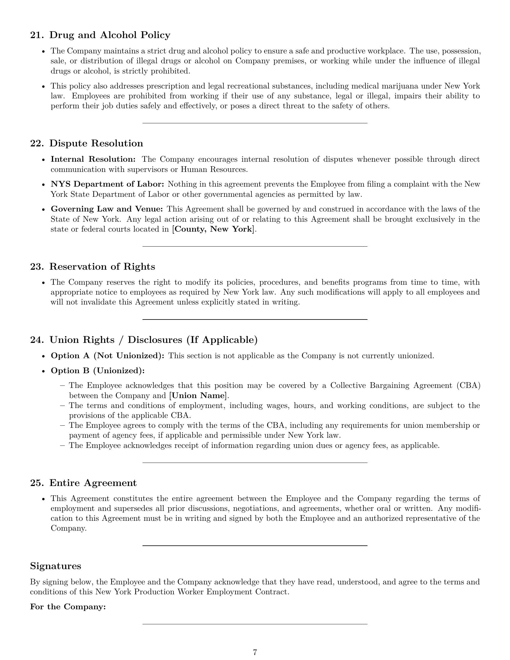 Preview page 7 of Pro New York production worker employment contract template