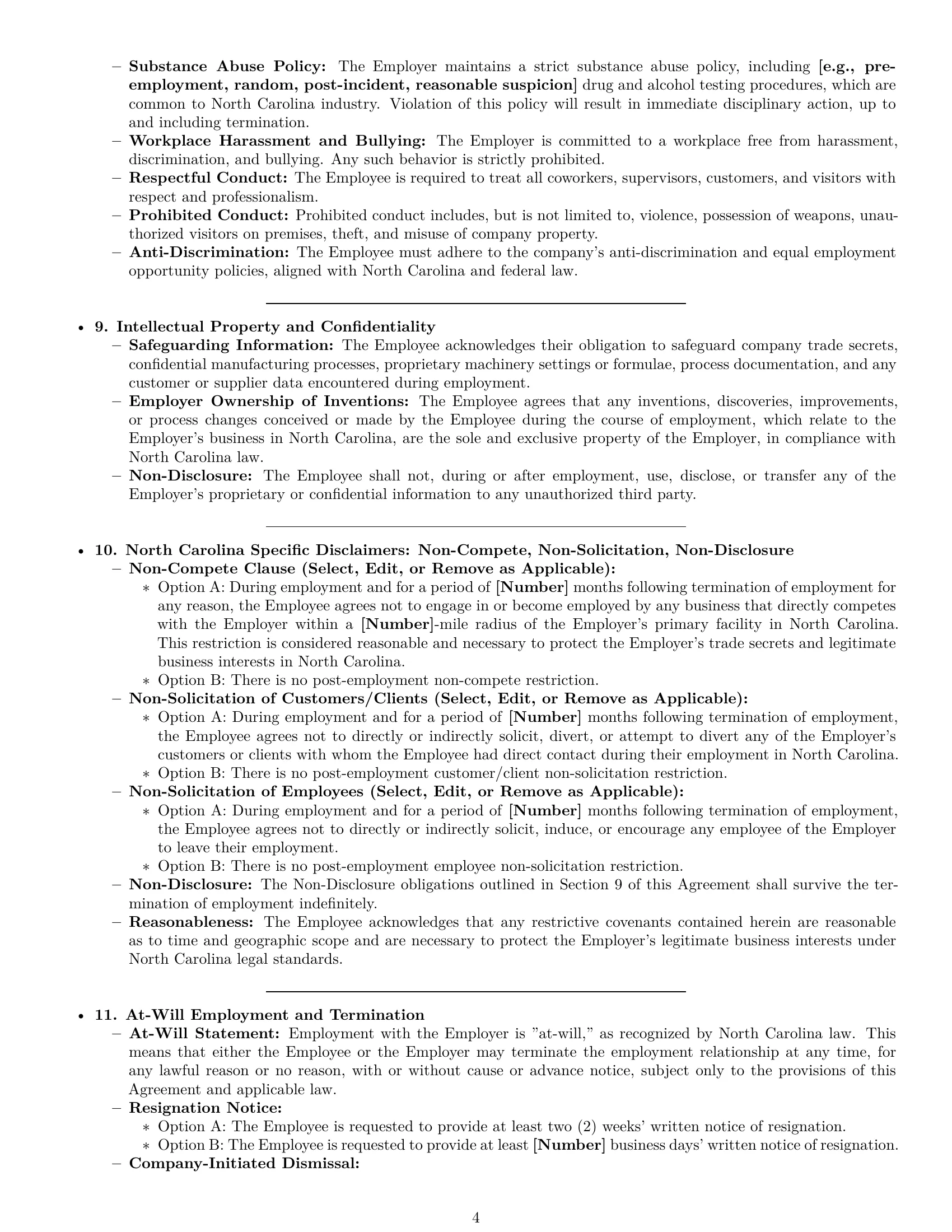 Preview page 4 of Pro North Carolina production worker employment contract template