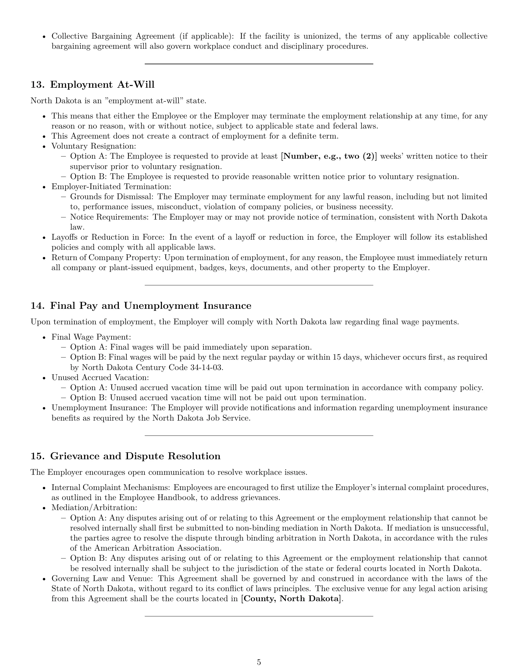 Preview page 5 of Pro North Dakota production worker employment contract template