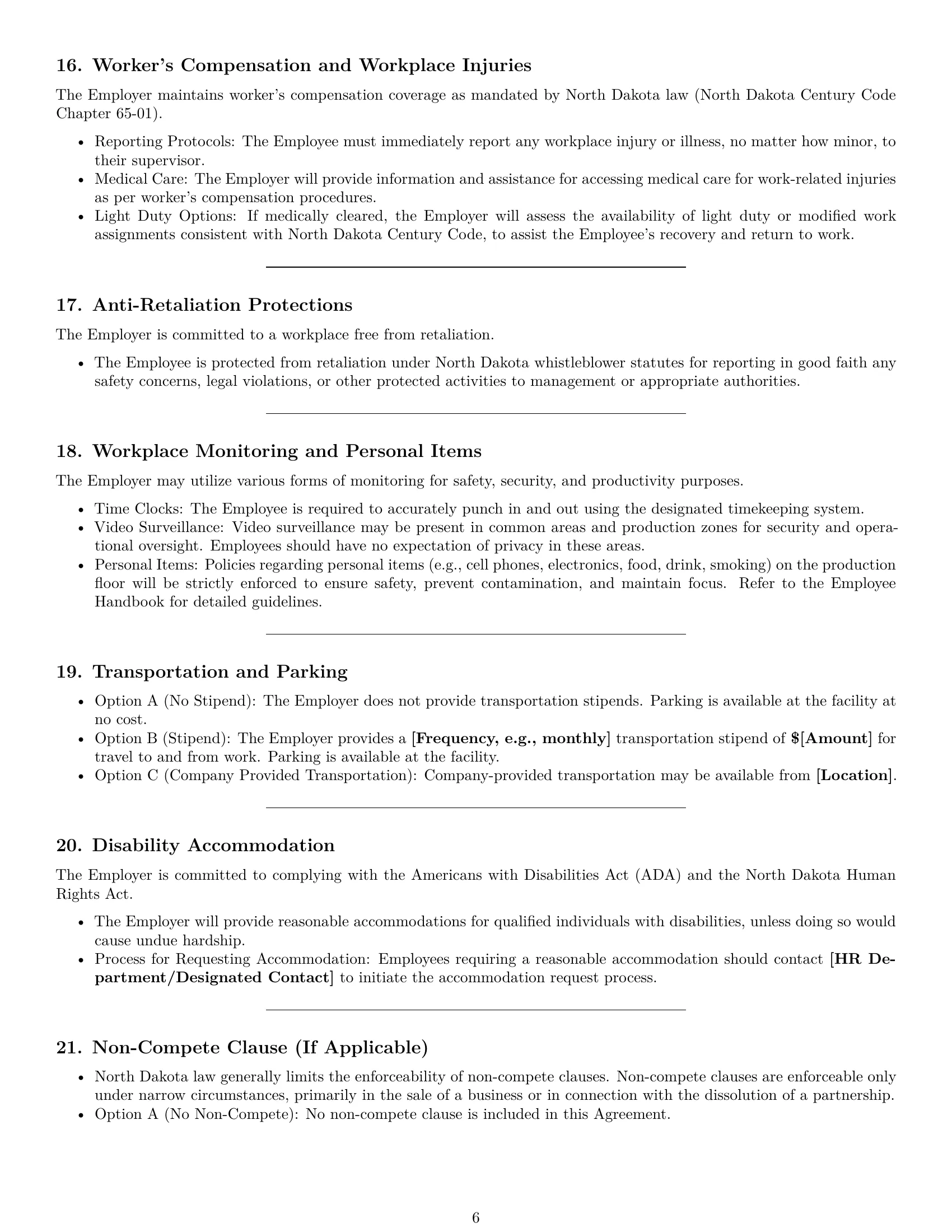 Preview page 6 of Pro North Dakota production worker employment contract template