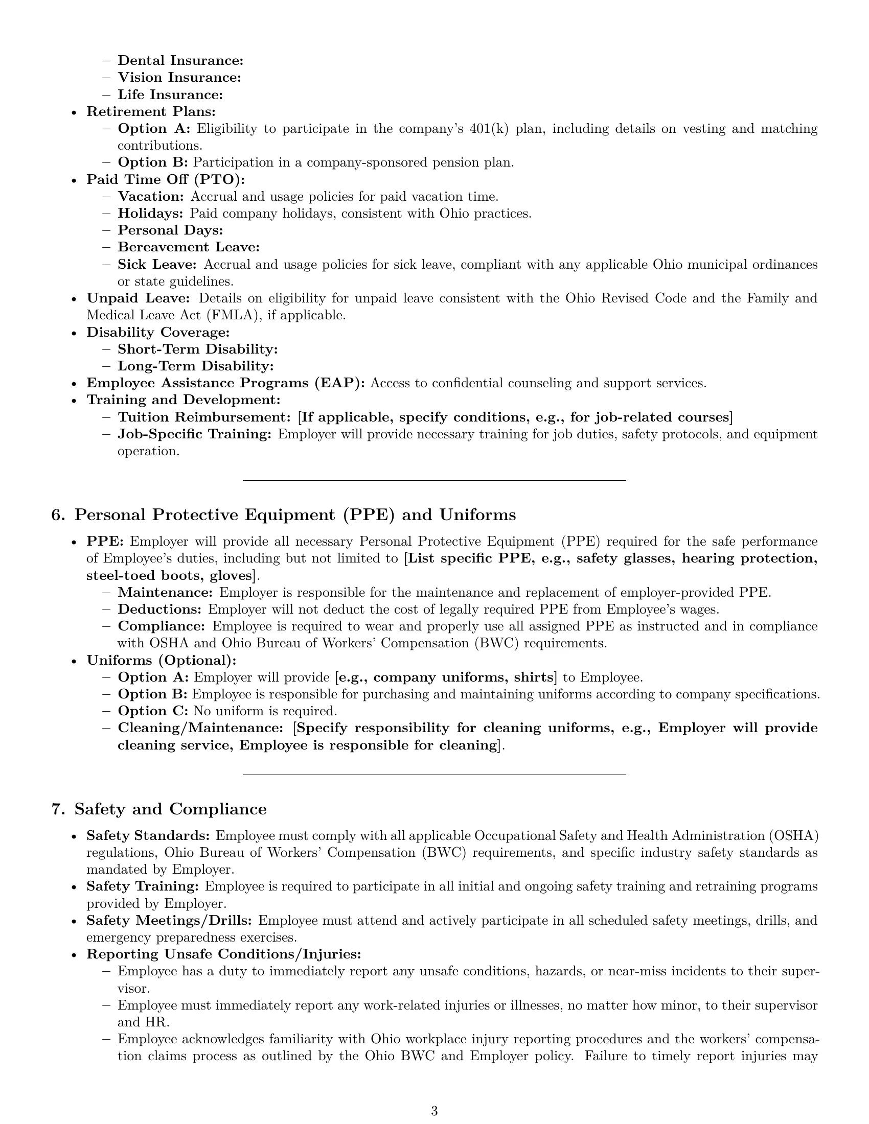Preview page 3 of Pro Ohio production worker employment contract template
