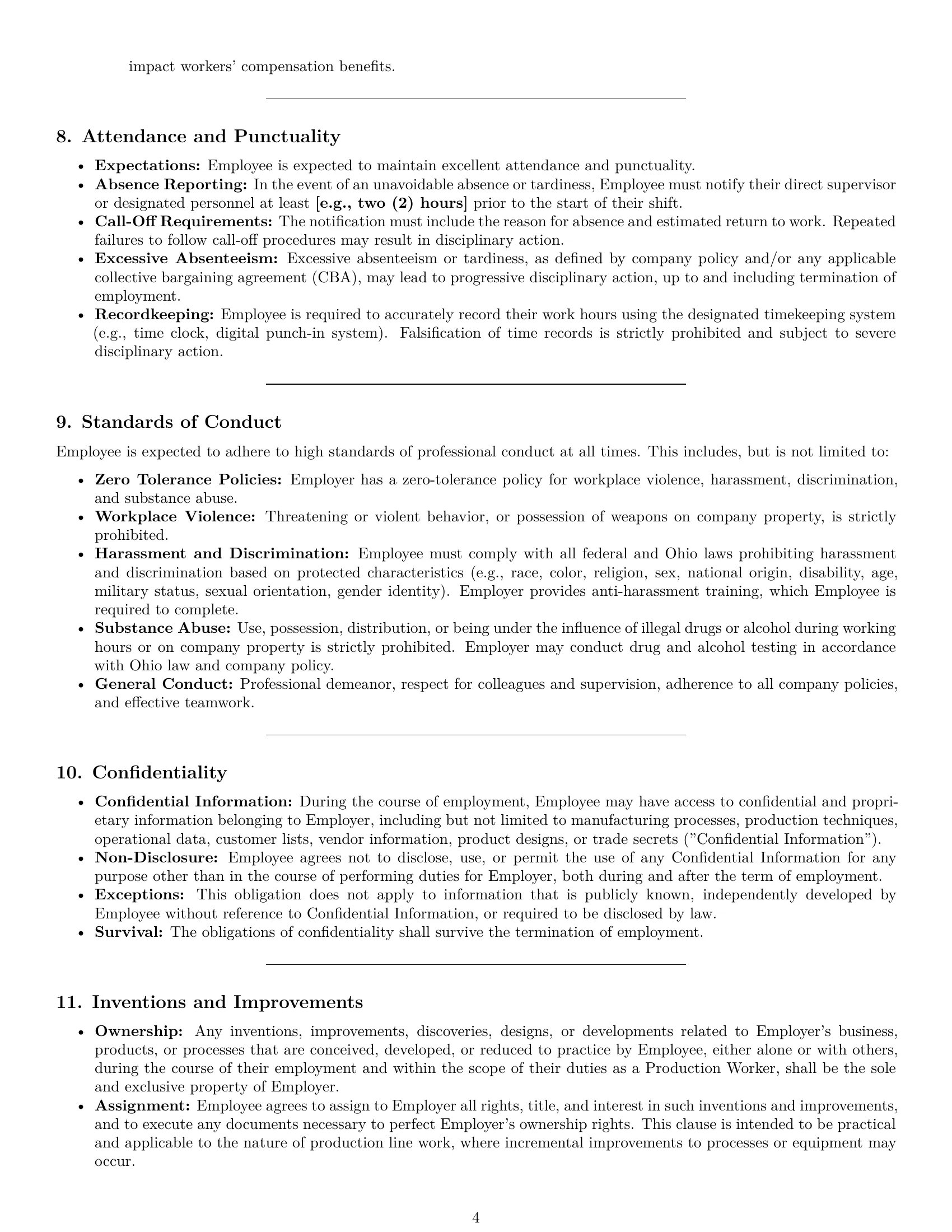 Preview page 4 of Pro Ohio production worker employment contract template