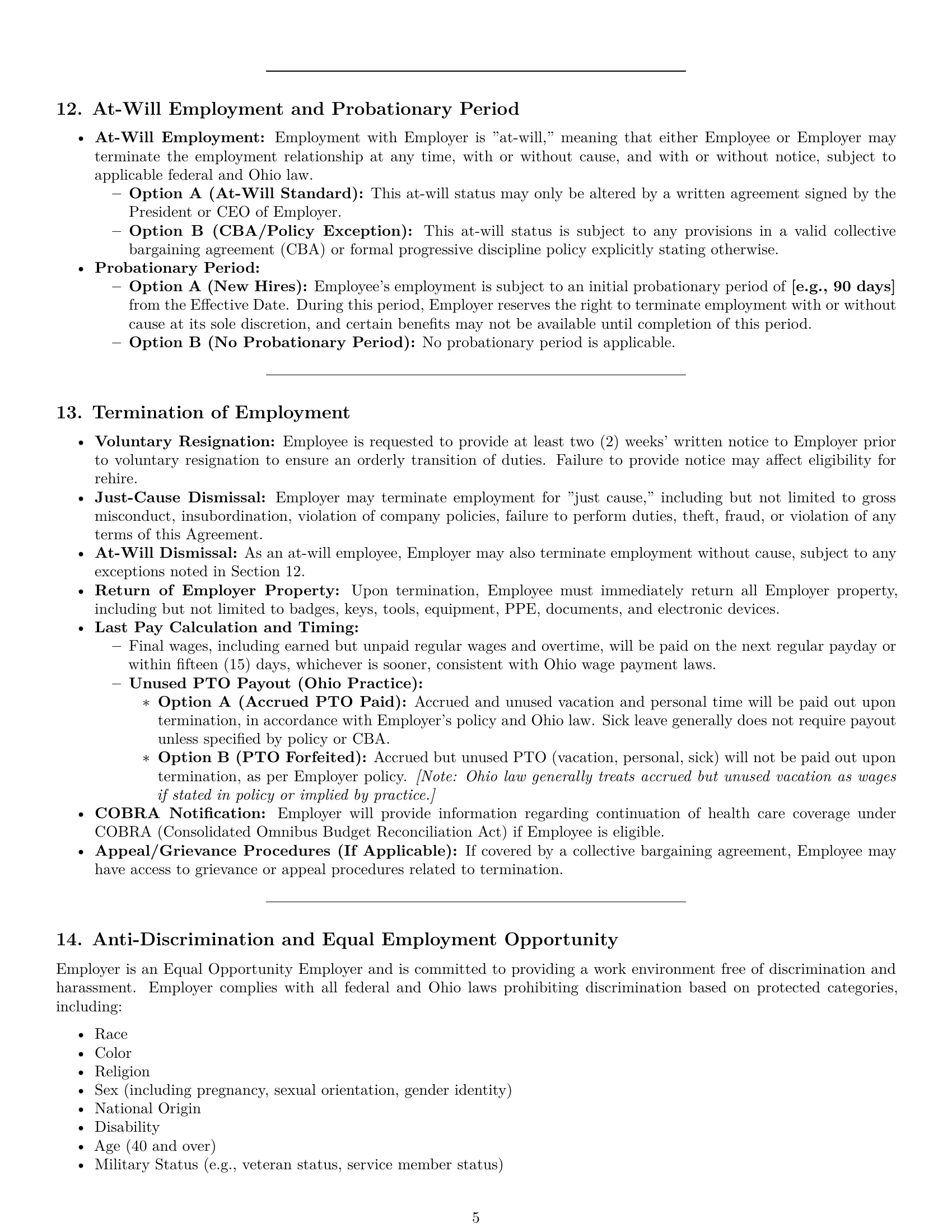 Preview page 5 of Pro Ohio production worker employment contract template