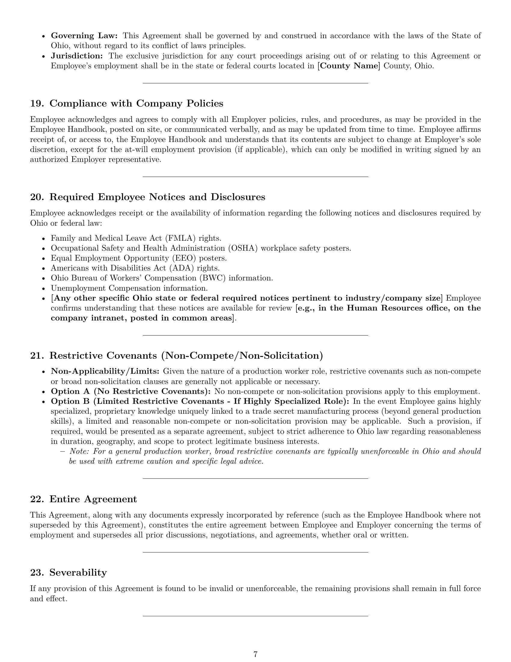 Preview page 7 of Pro Ohio production worker employment contract template