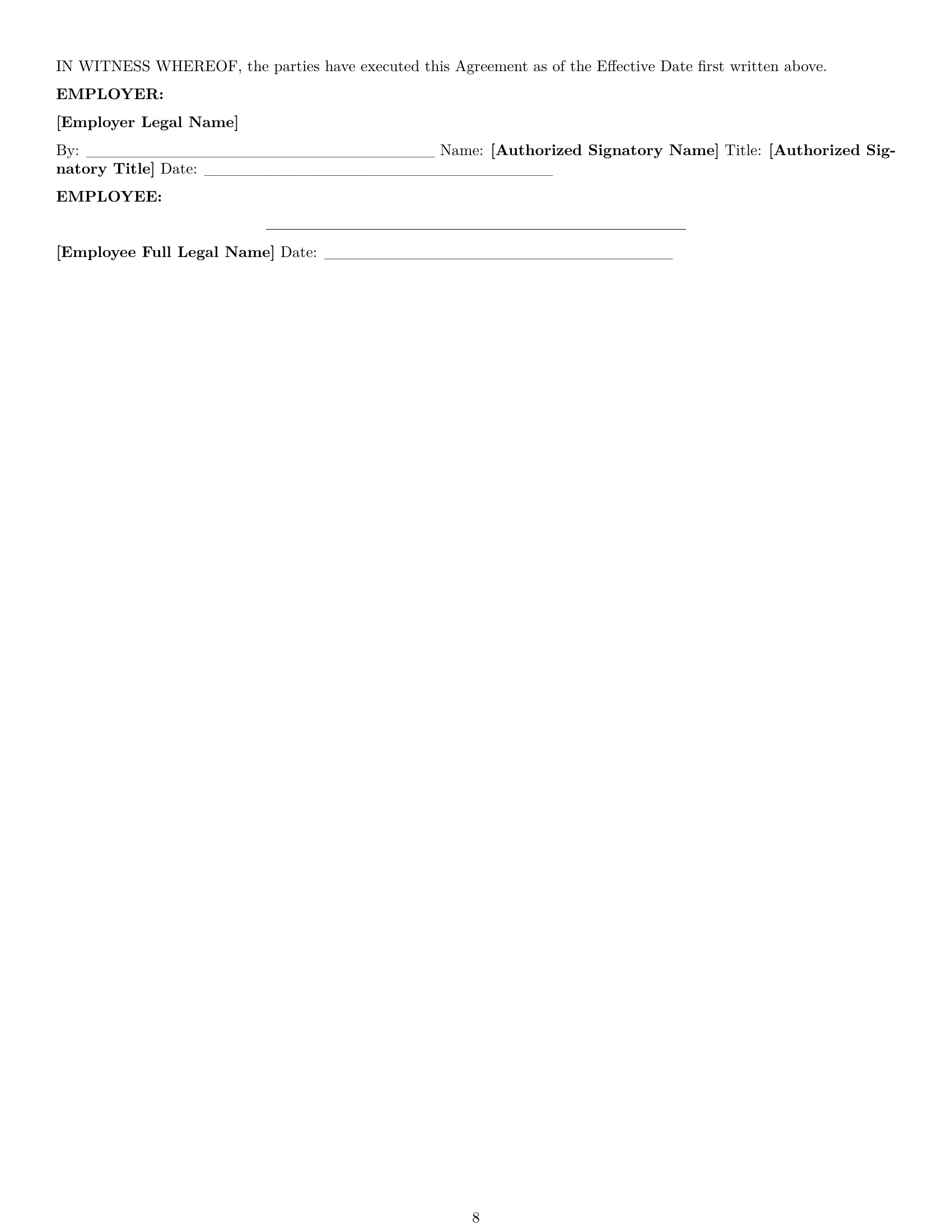 Preview page 8 of Pro Ohio production worker employment contract template