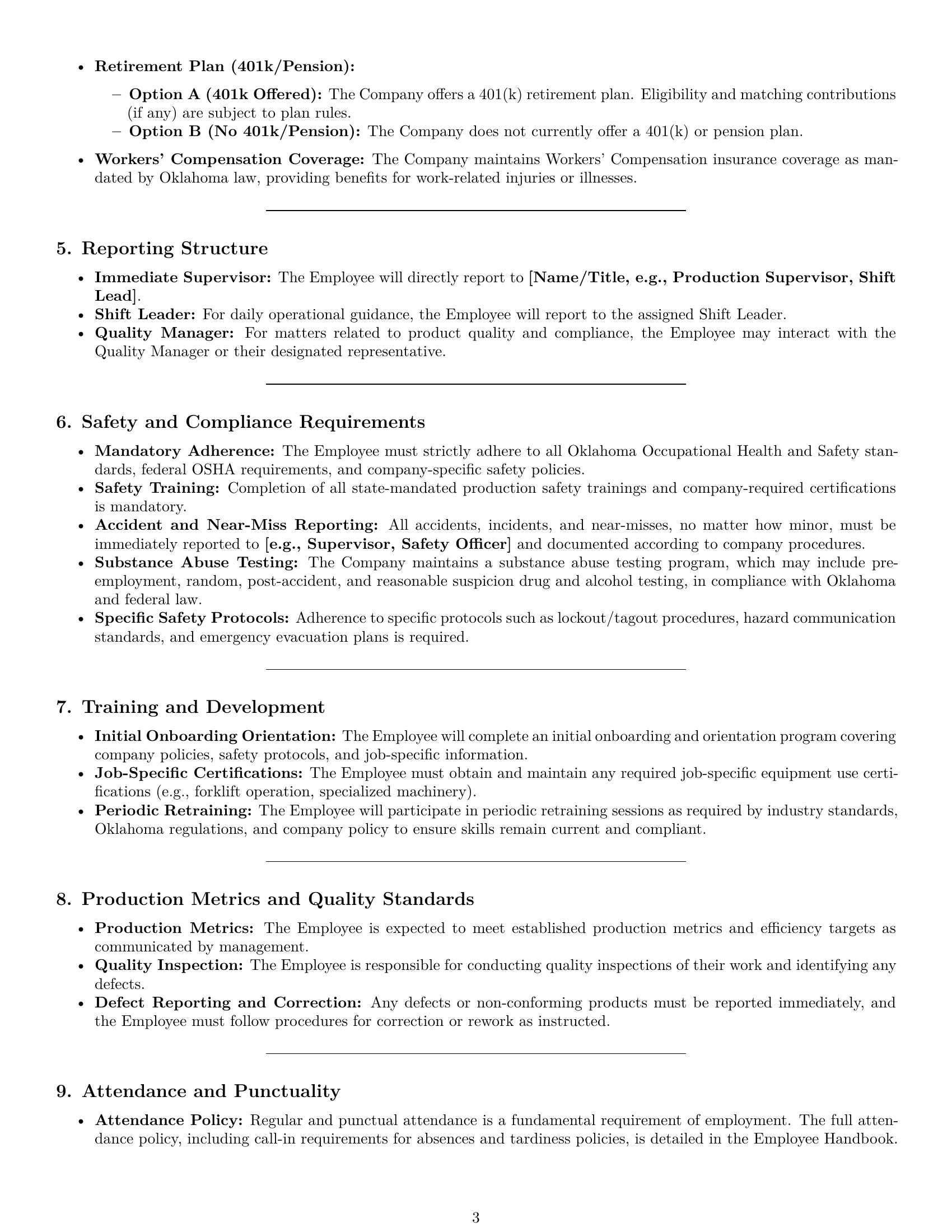 Preview page 3 of Pro Oklahoma production worker employment contract template