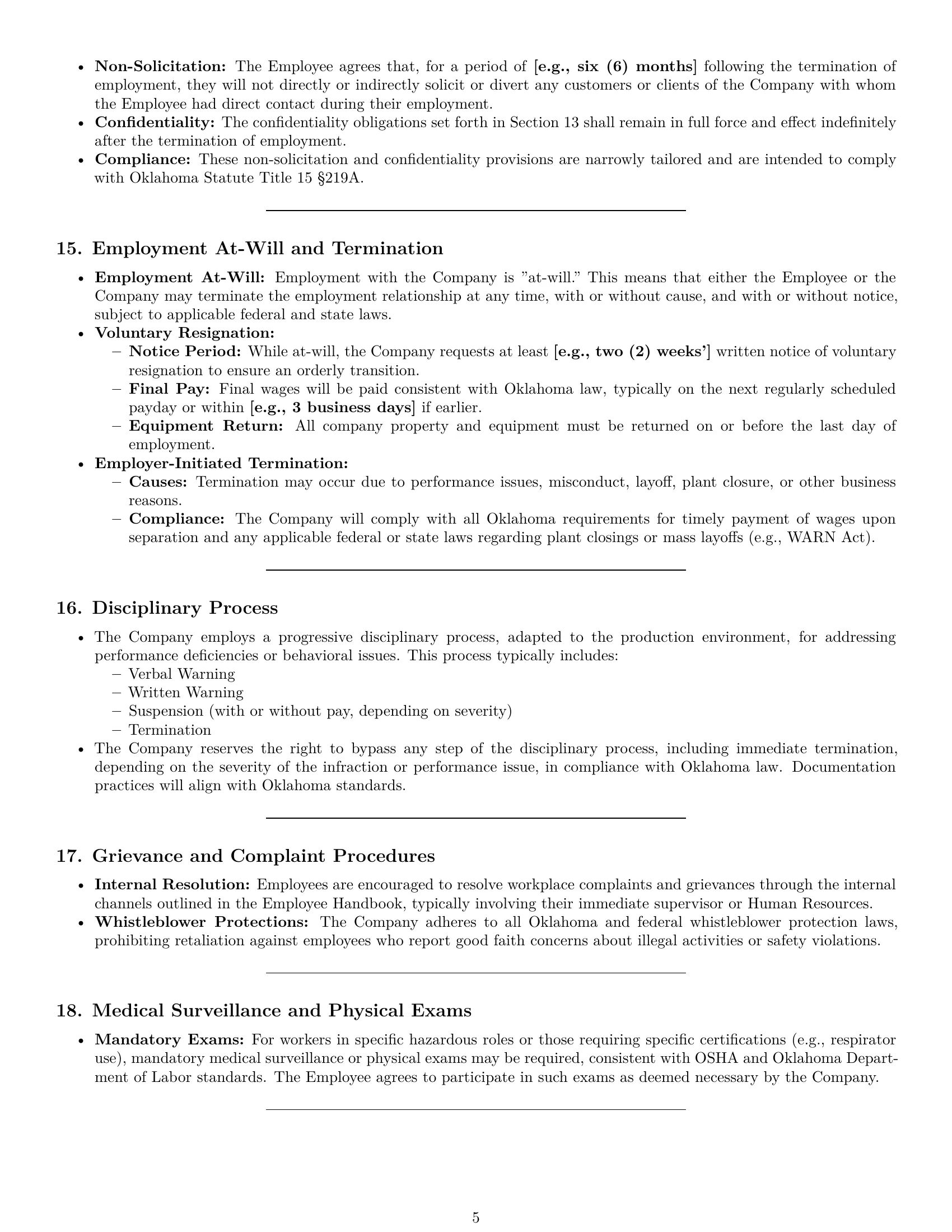 Preview page 5 of Pro Oklahoma production worker employment contract template
