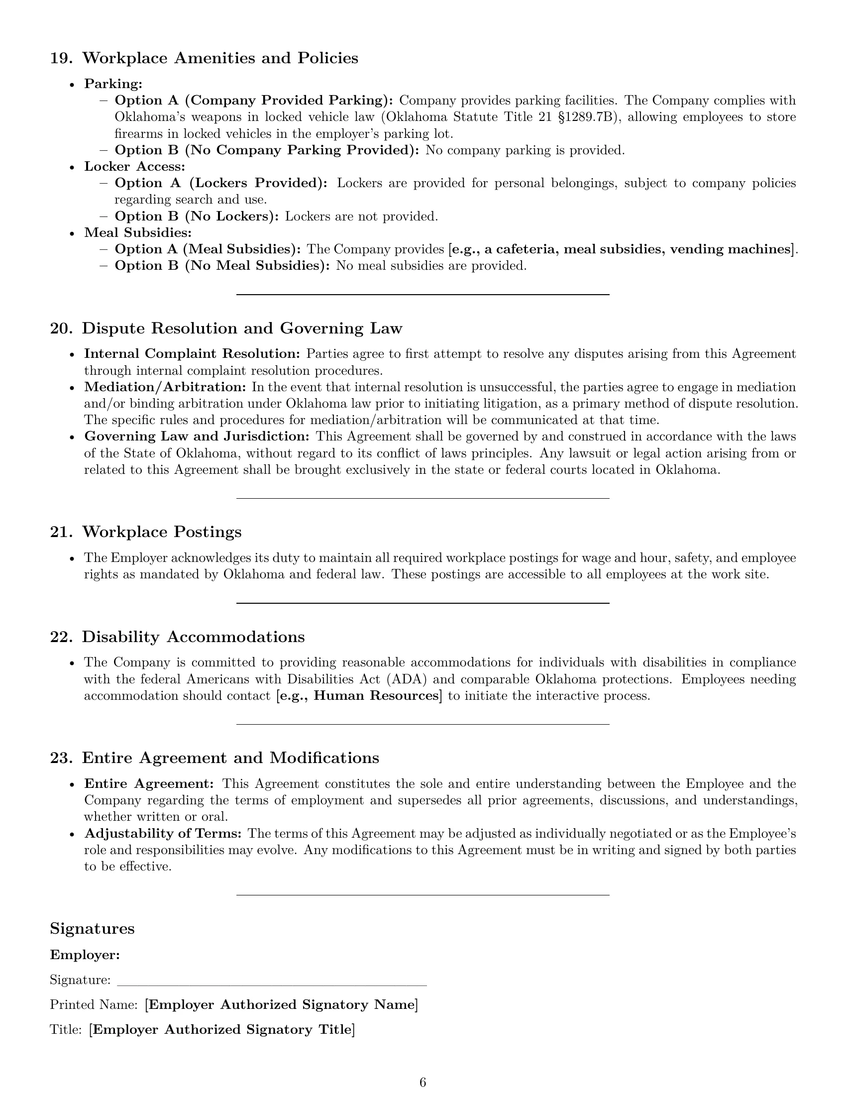 Preview page 6 of Pro Oklahoma production worker employment contract template