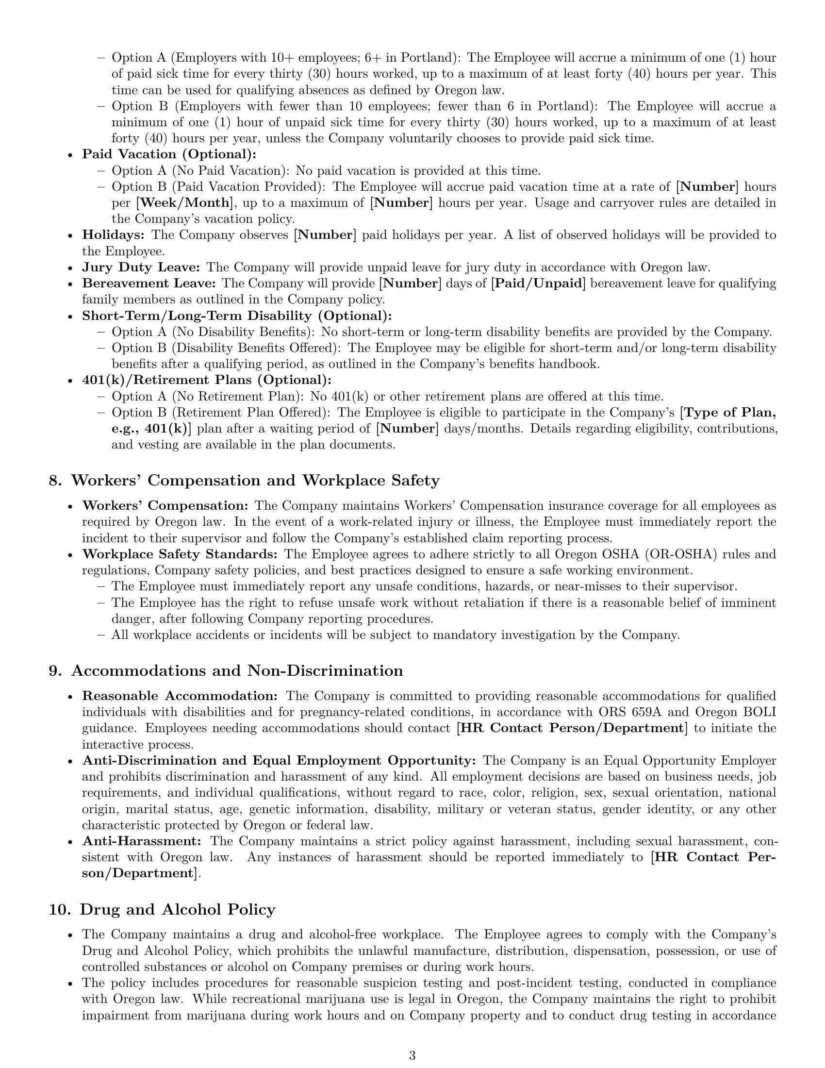 Preview page 3 of Pro Oregon production worker employment contract template