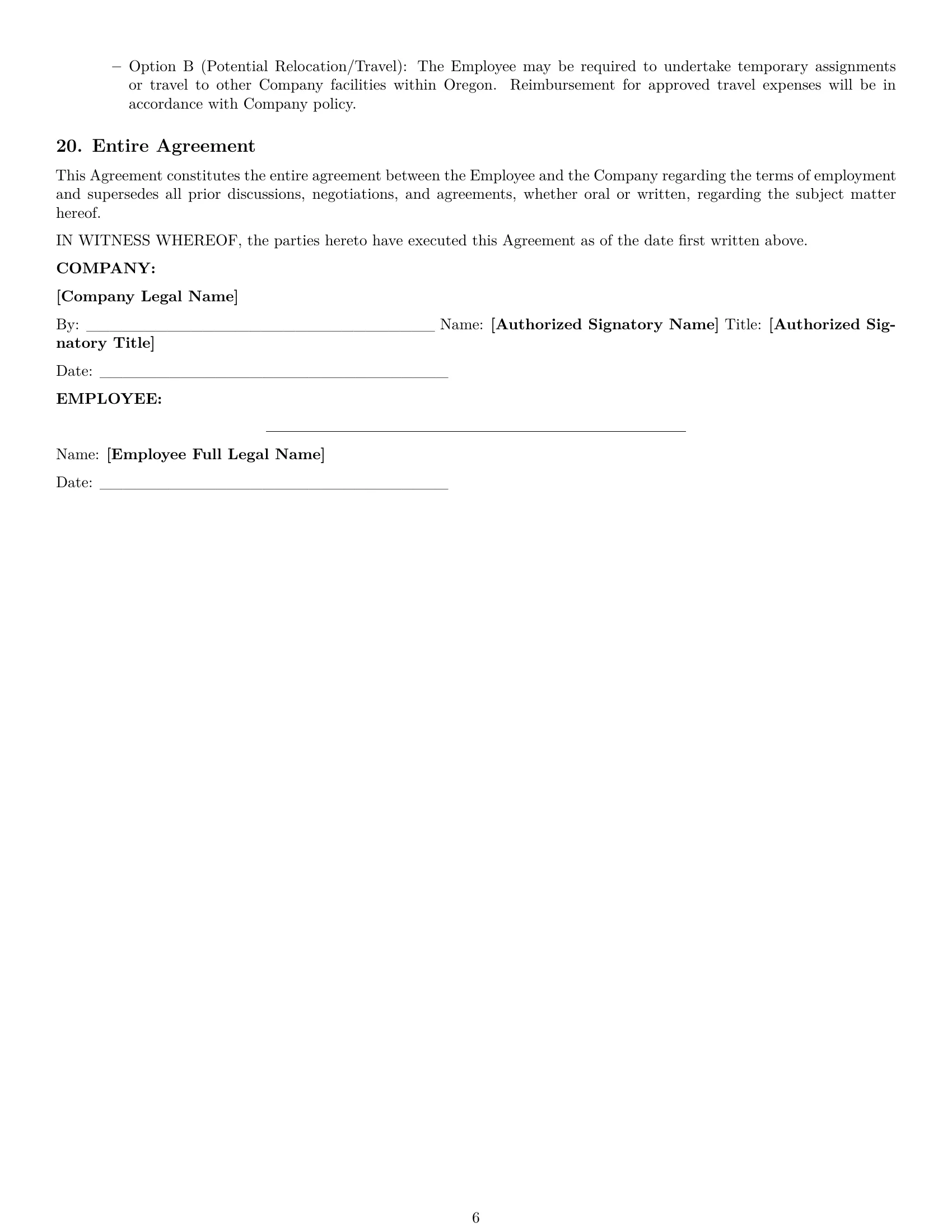 Preview page 6 of Pro Oregon production worker employment contract template