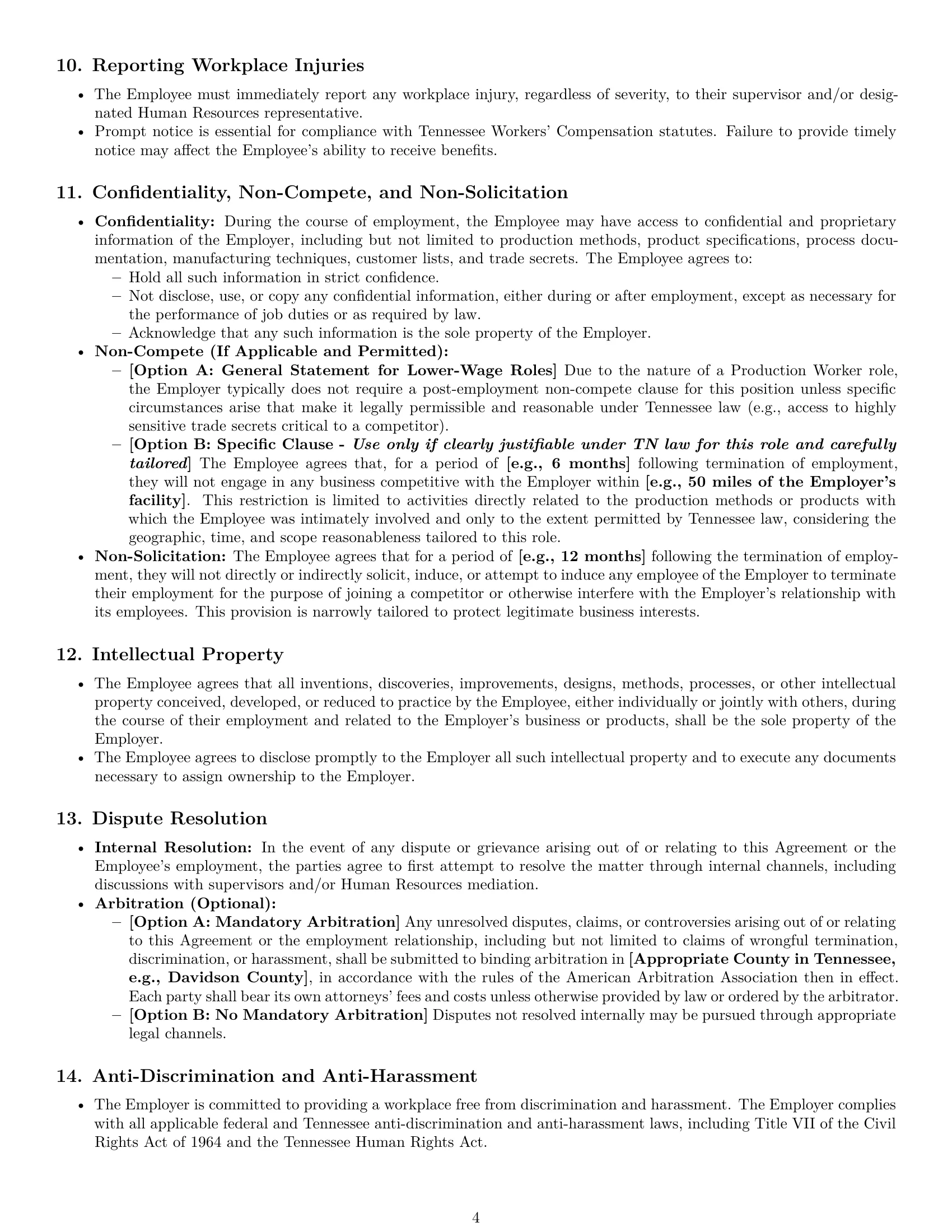 Preview page 4 of Pro Tennessee production worker employment contract template