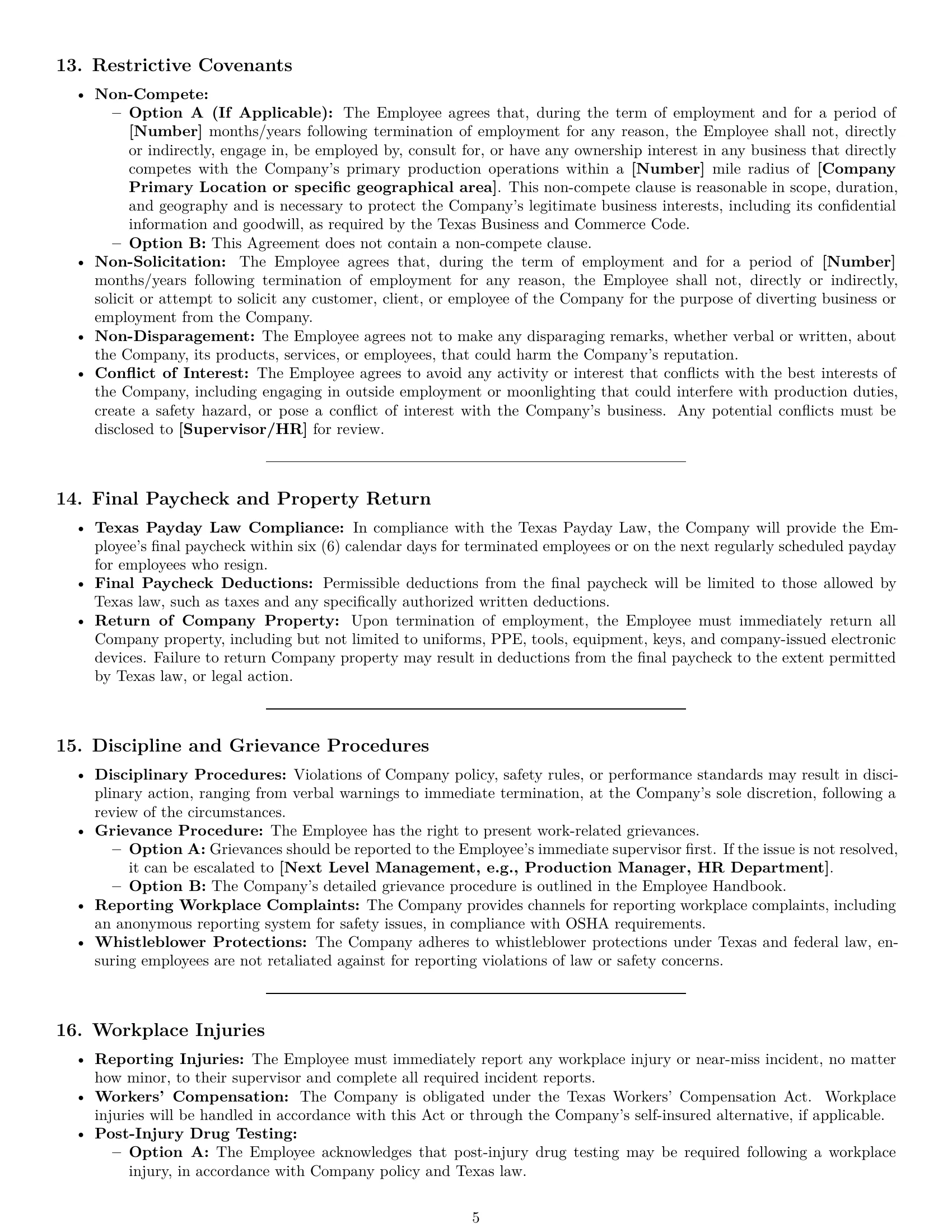 Preview page 5 of Pro Texas production worker employment contract template