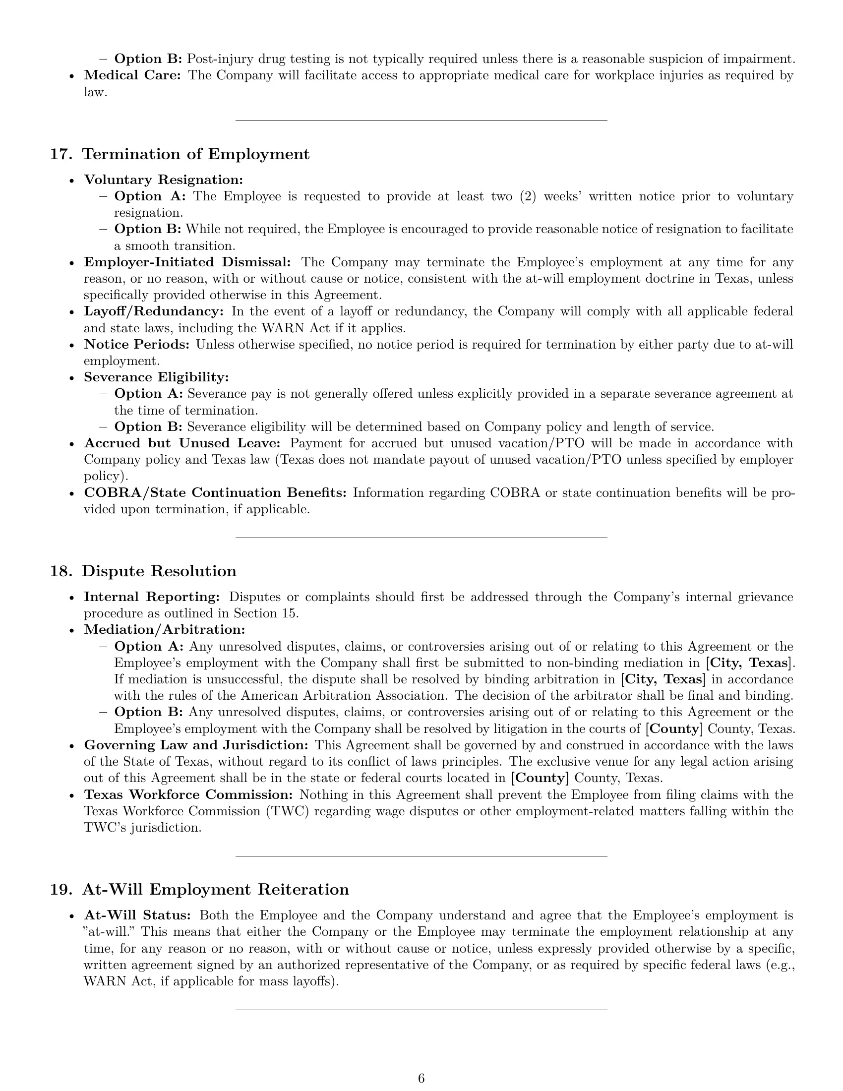 Preview page 6 of Pro Texas production worker employment contract template