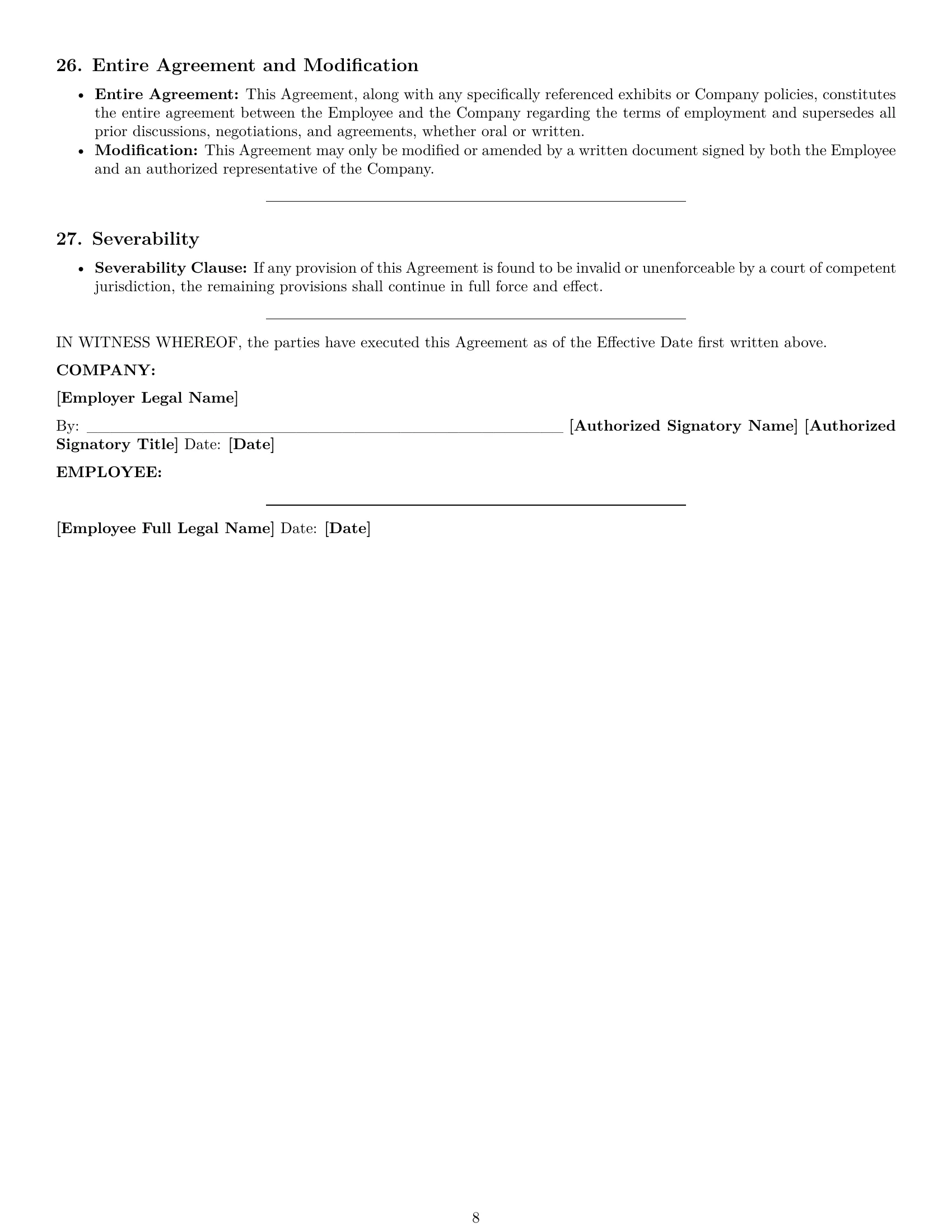 Preview page 8 of Pro Texas production worker employment contract template