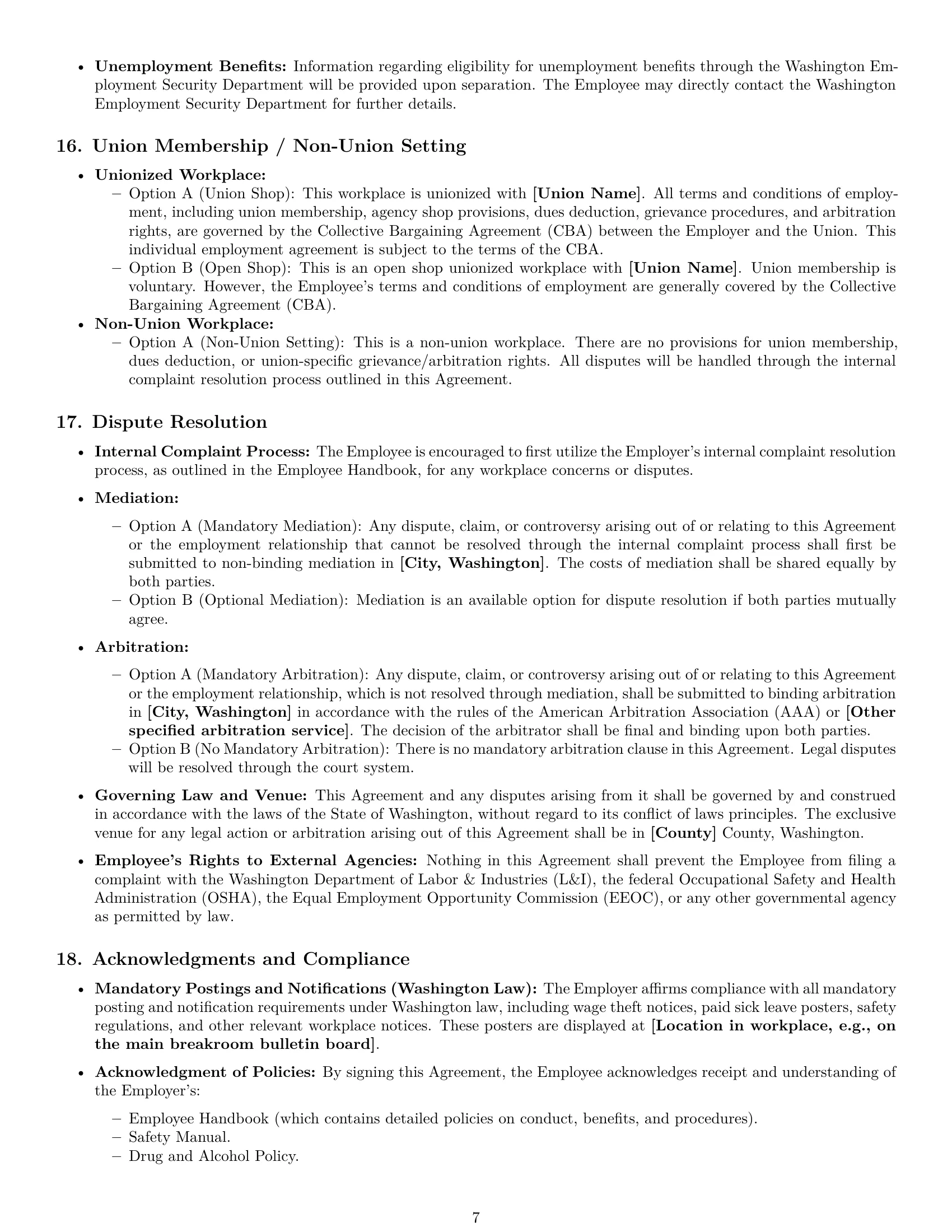 Preview page 7 of Pro Washington production worker employment contract template