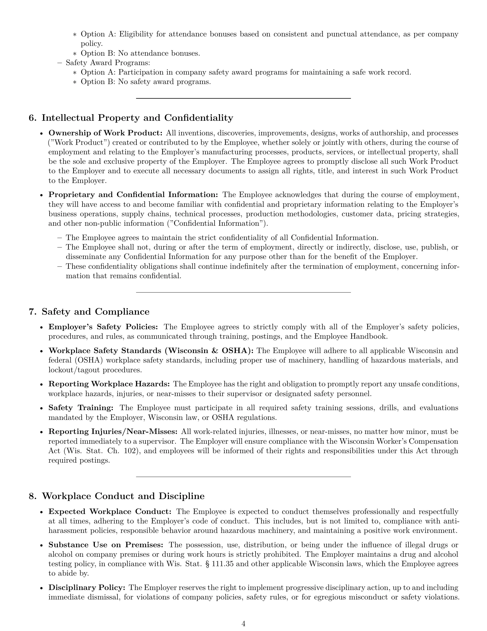 Preview page 4 of Pro Wisconsin production worker employment contract template