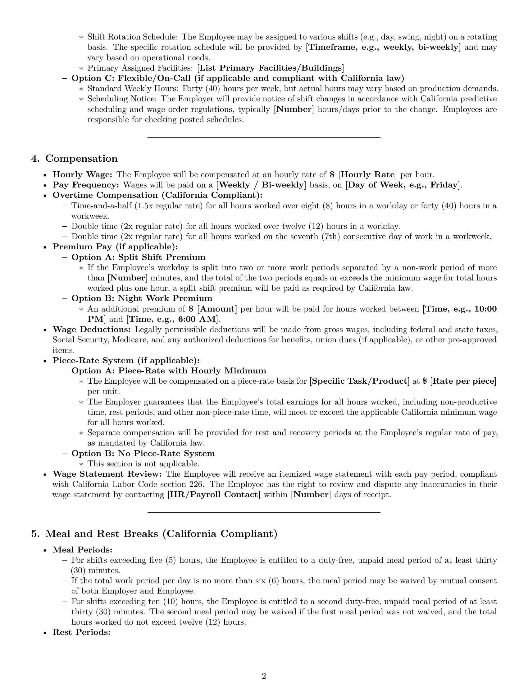 Preview page 2 of Pro California production worker employment contract template