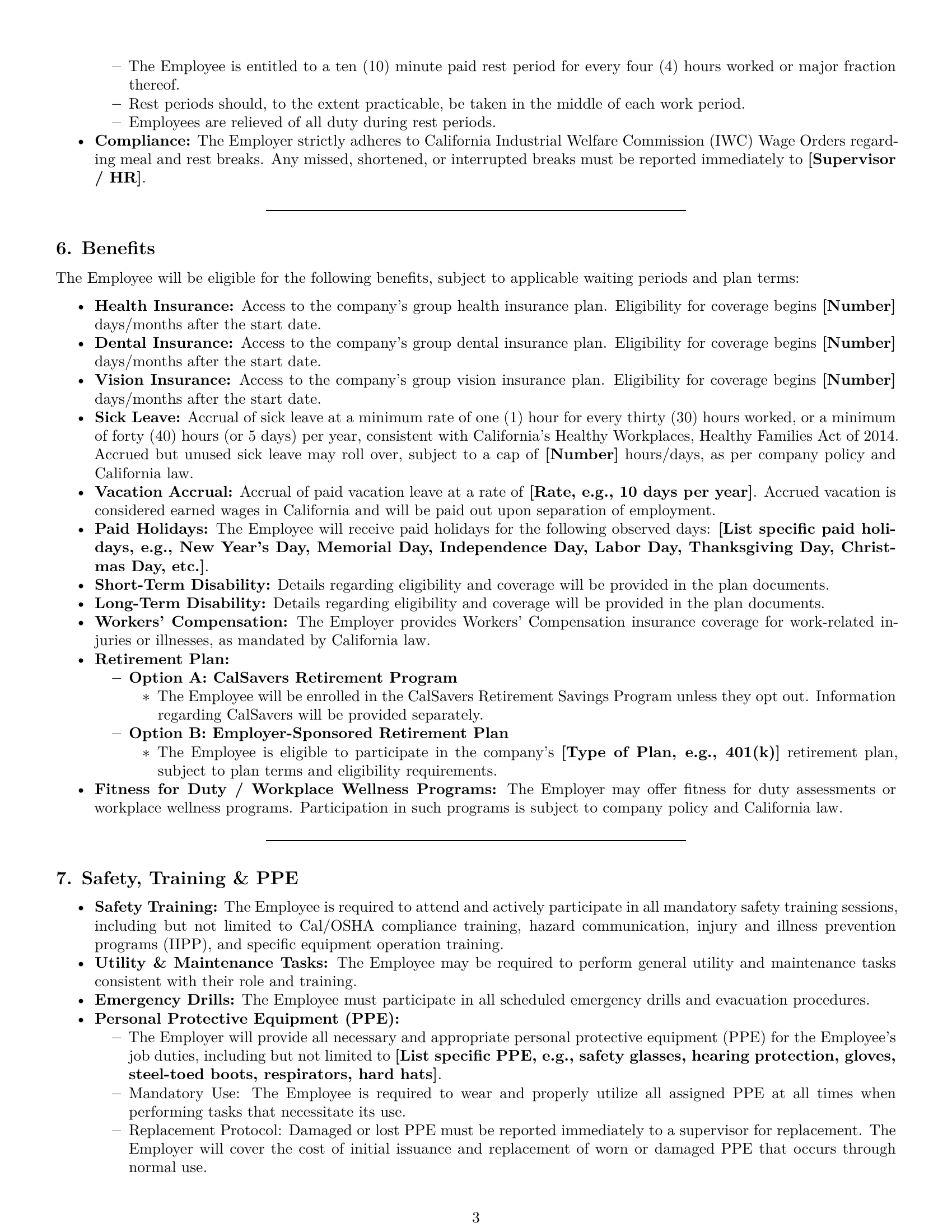 Preview page 3 of Pro California production worker employment contract template