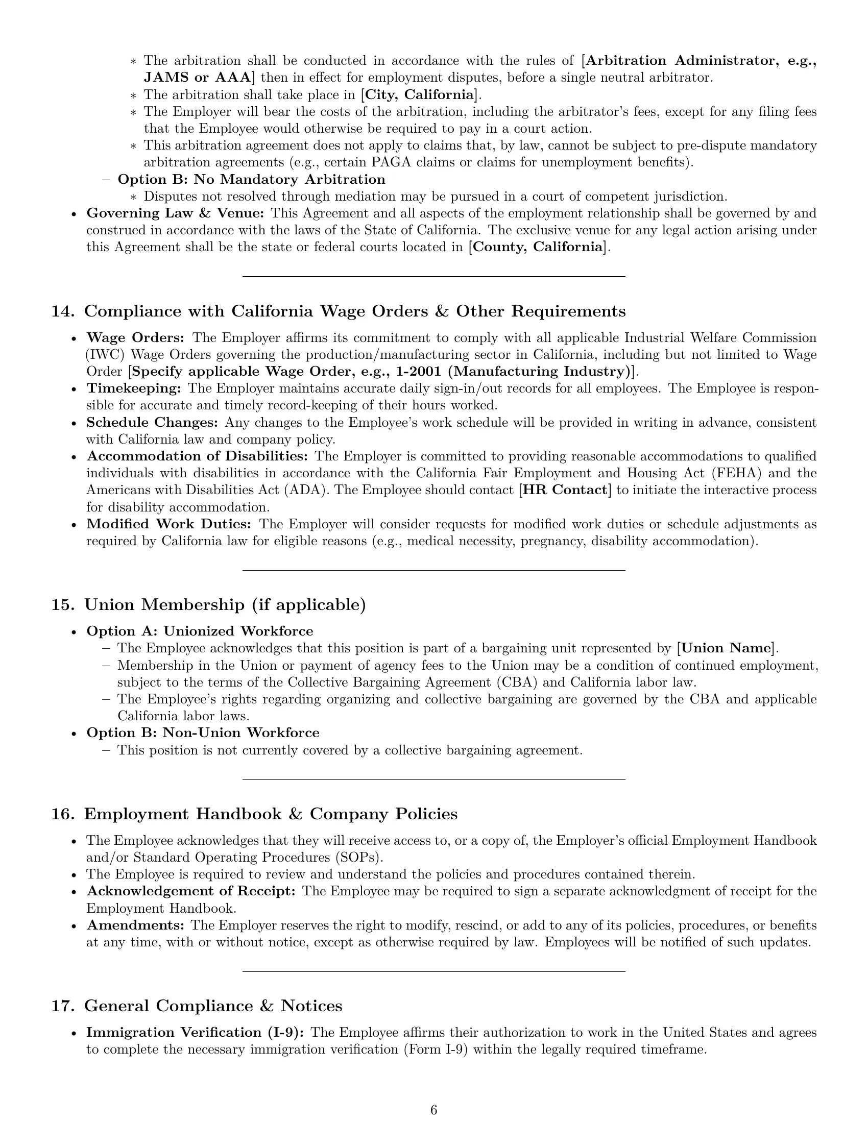 Preview page 6 of Pro California production worker employment contract template
