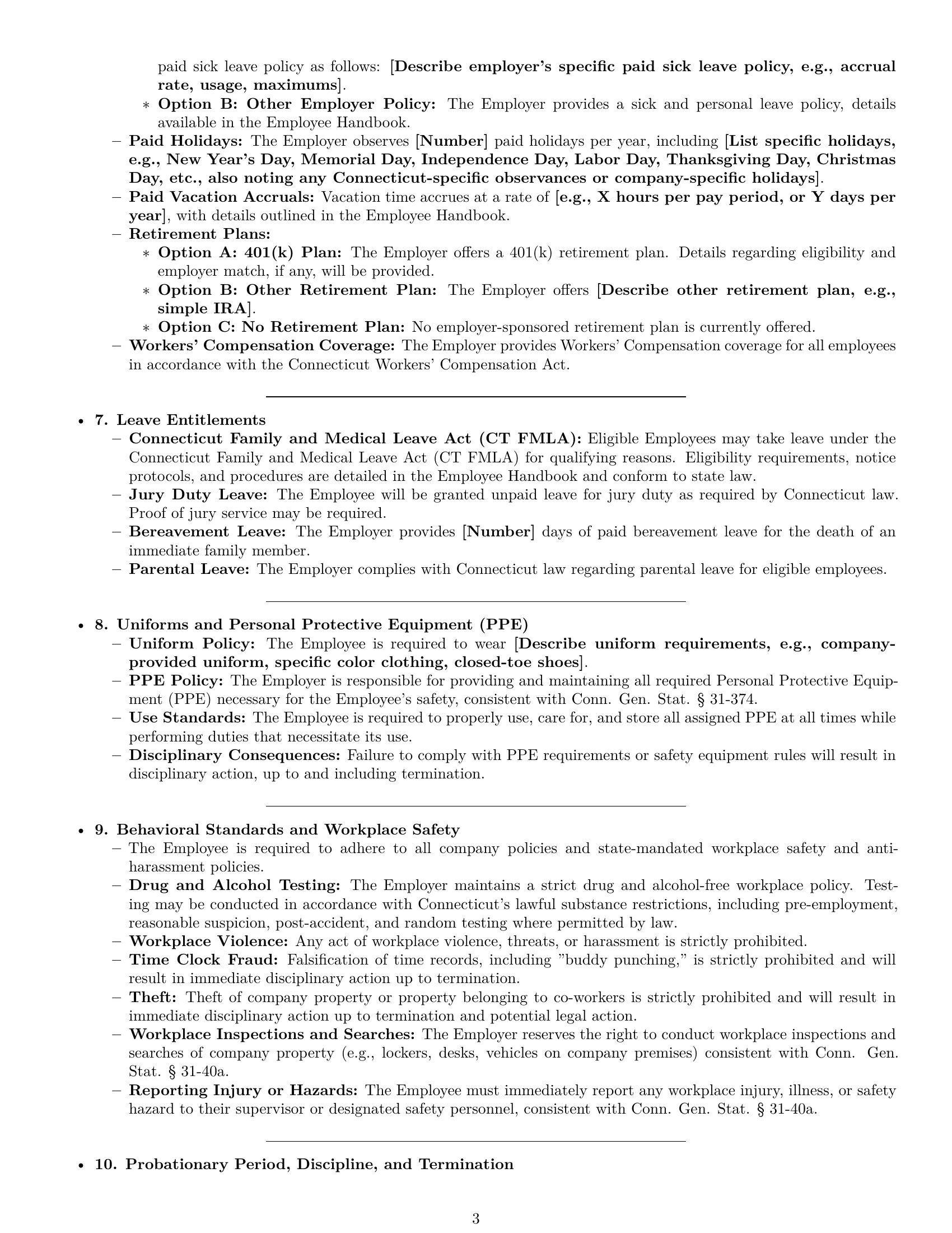 Preview page 3 of Pro Connecticut production worker employment contract template