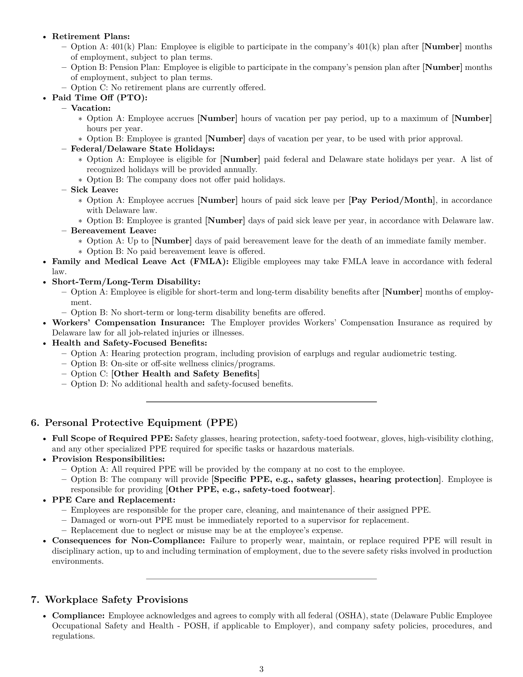 Preview page 3 of Pro Delaware production worker employment contract template