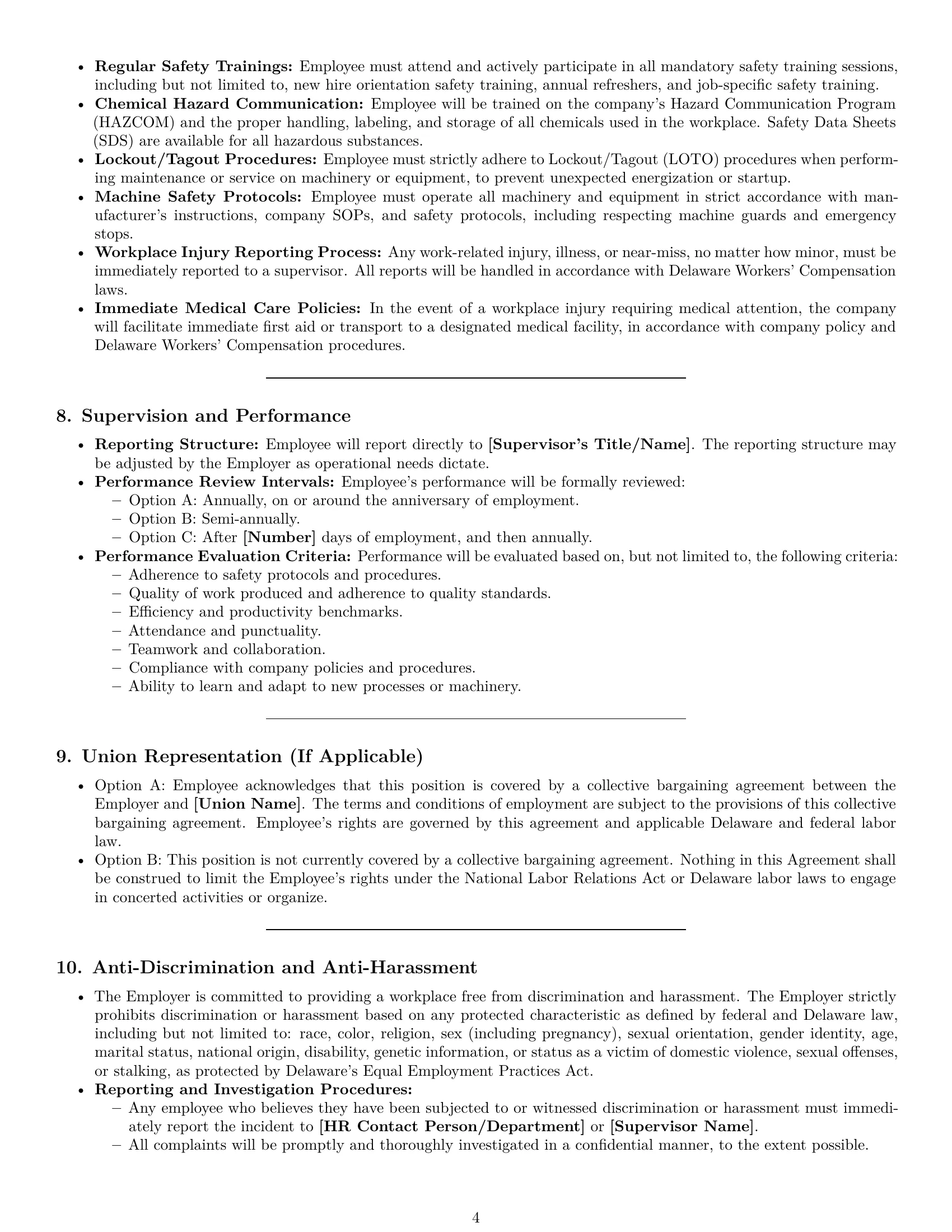 Preview page 4 of Pro Delaware production worker employment contract template