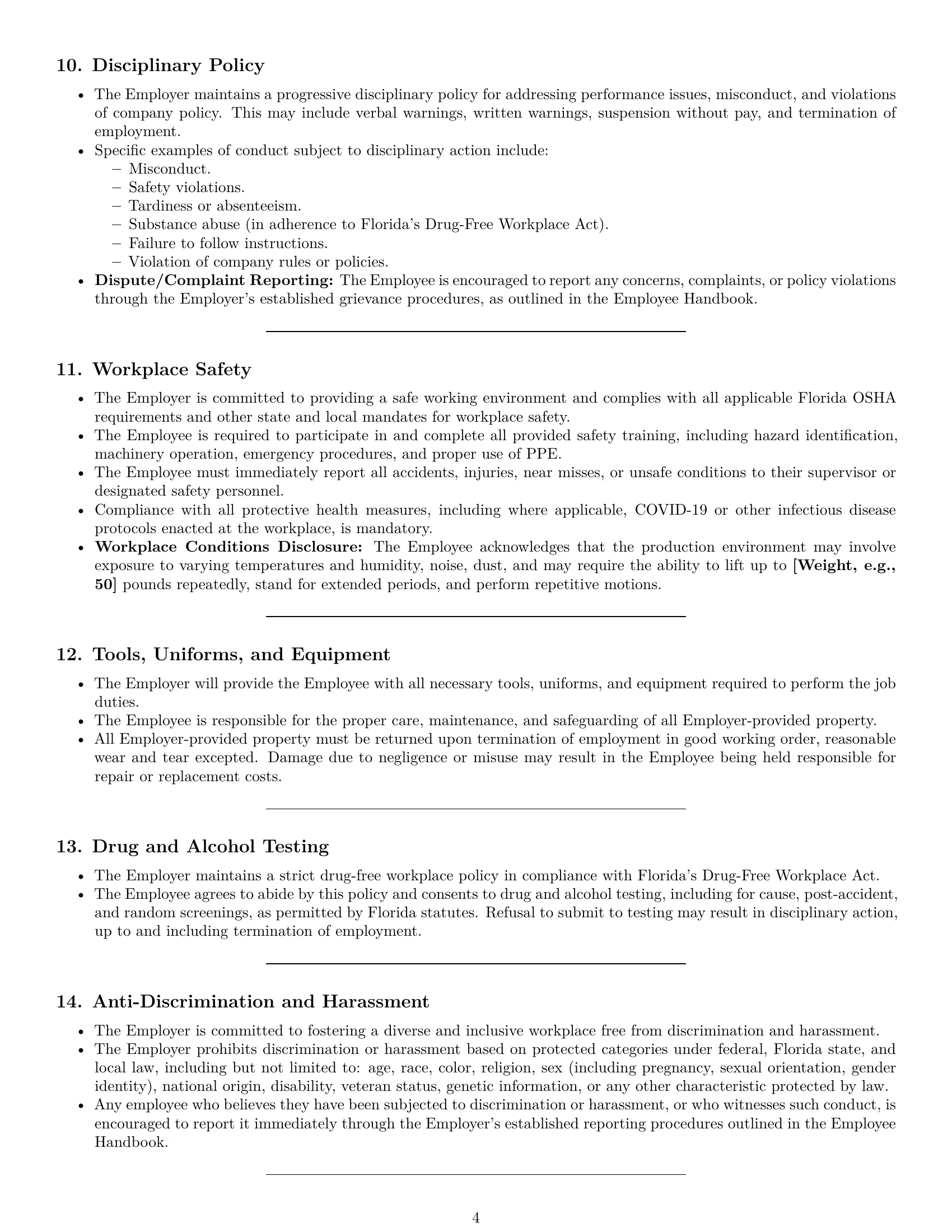 Preview page 4 of Pro Florida production worker employment contract template