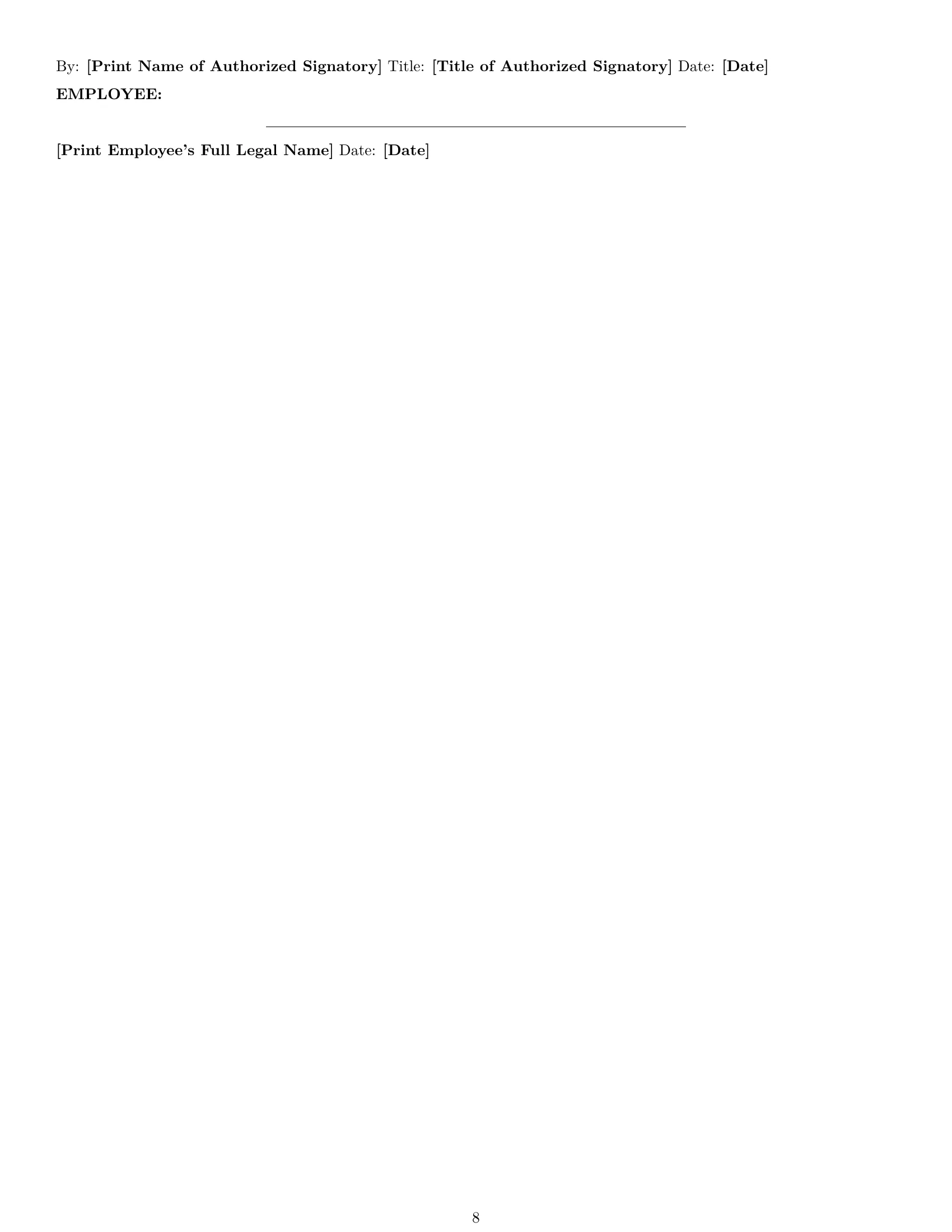 Preview page 8 of Pro Hawaii maintenance technician employment contract template