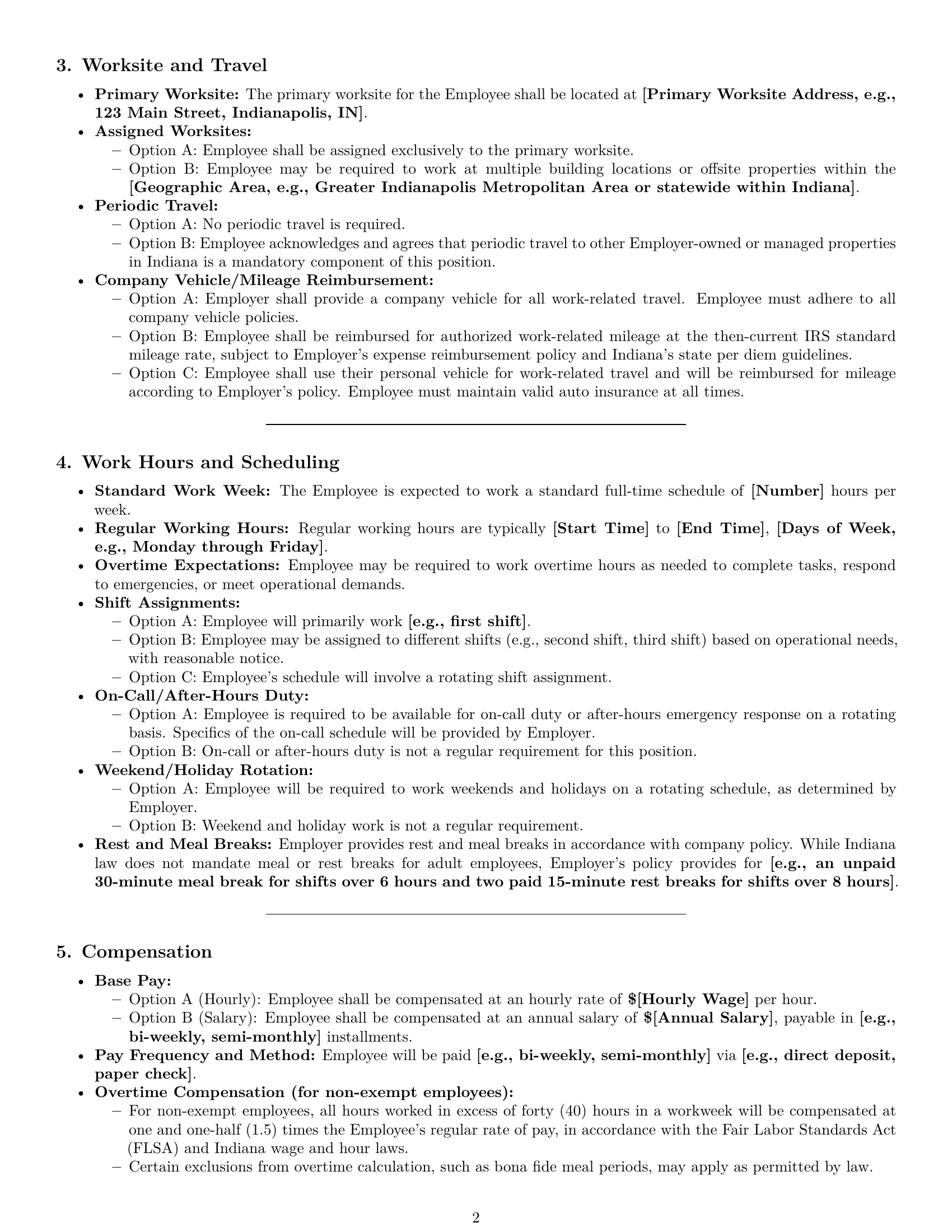 Preview page 2 of Pro Indiana maintenance technician employment contract template