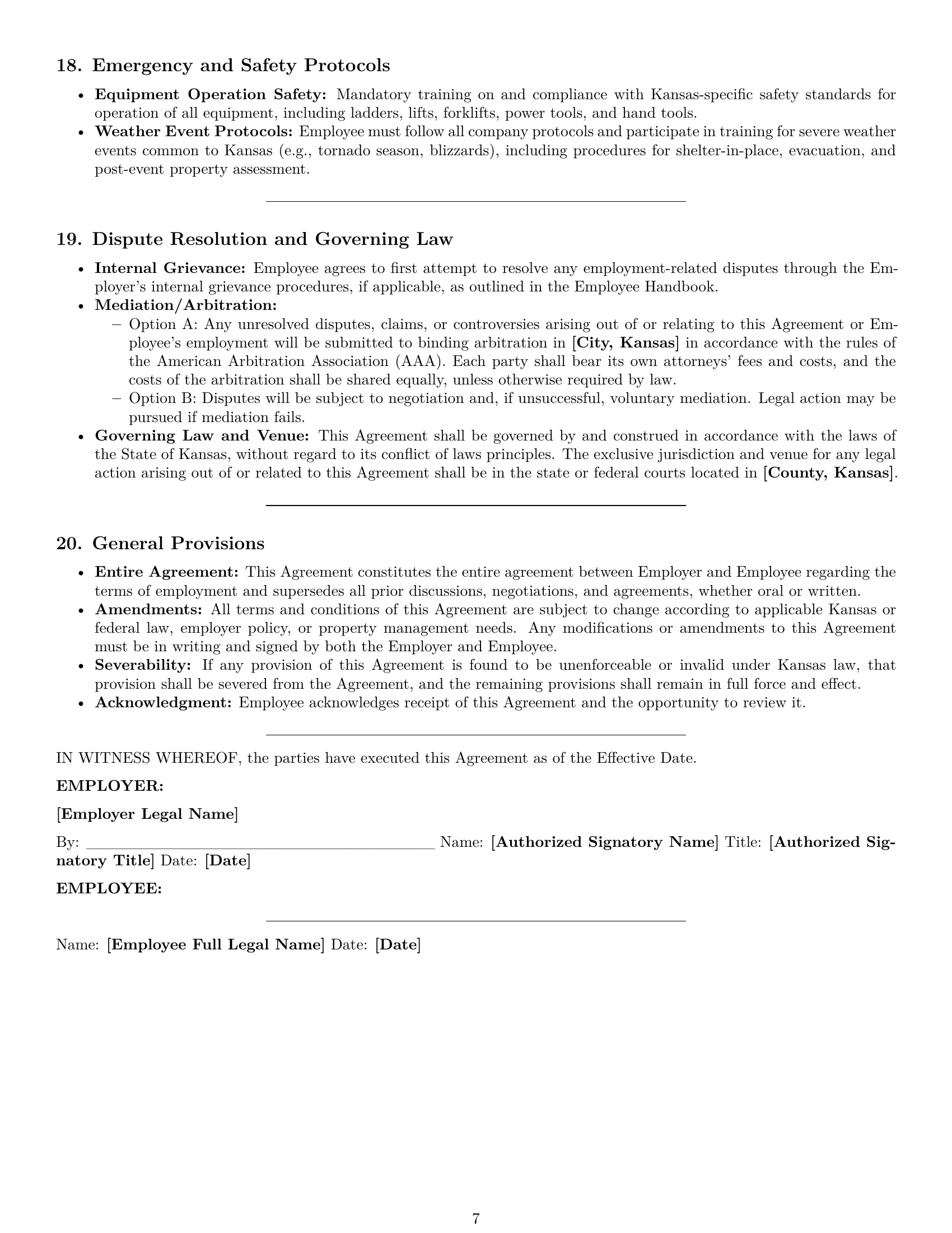 Preview page 7 of Pro Kansas maintenance technician employment contract template