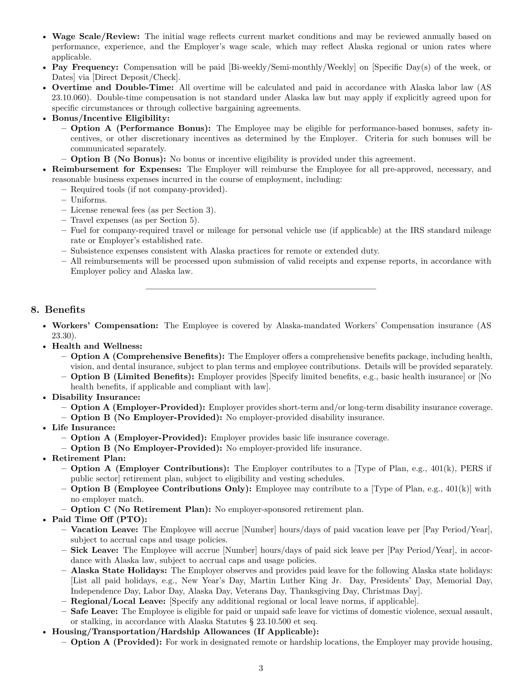 Preview page 3 of Pro Alaska maintenance technician employment contract template