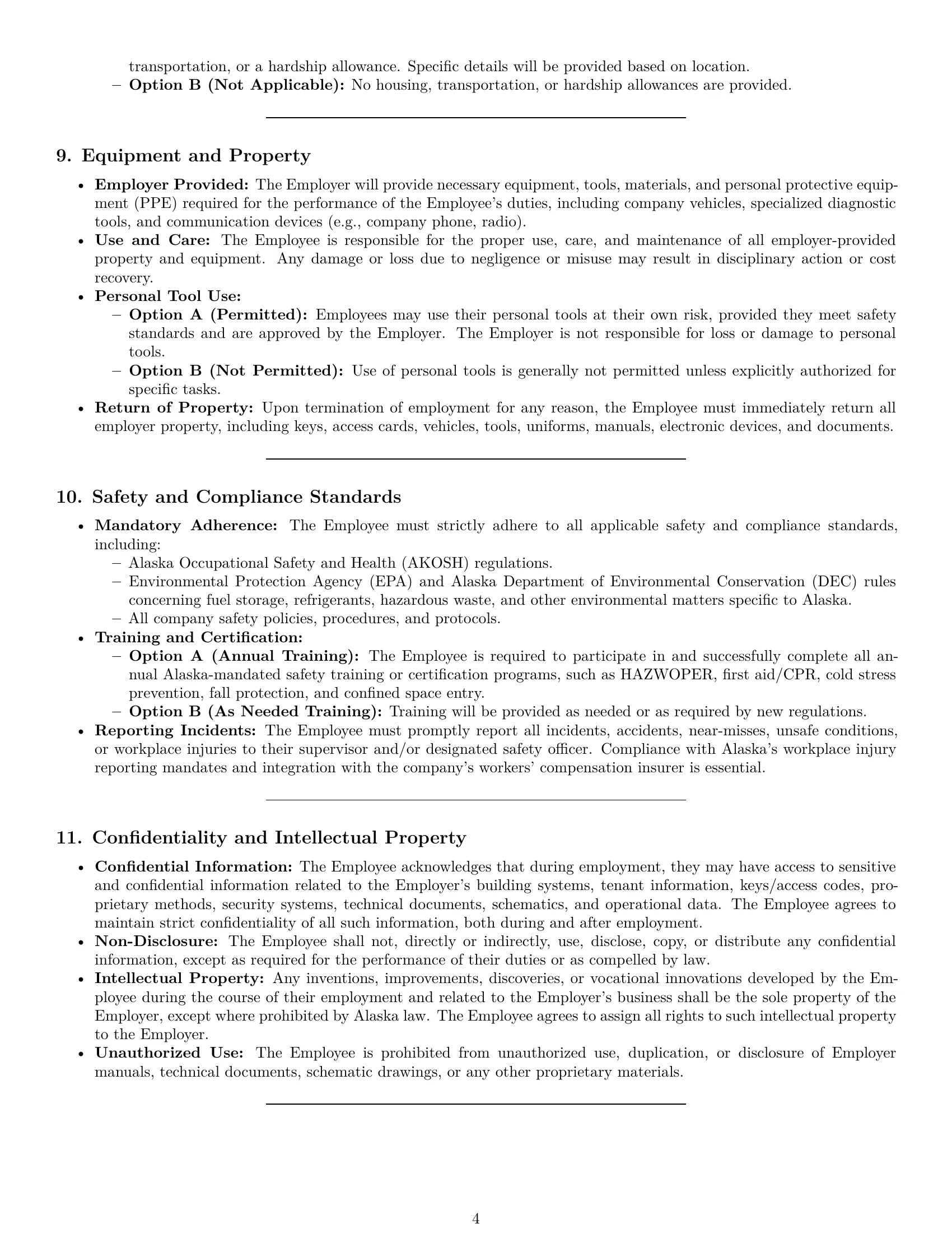 Preview page 4 of Pro Alaska maintenance technician employment contract template