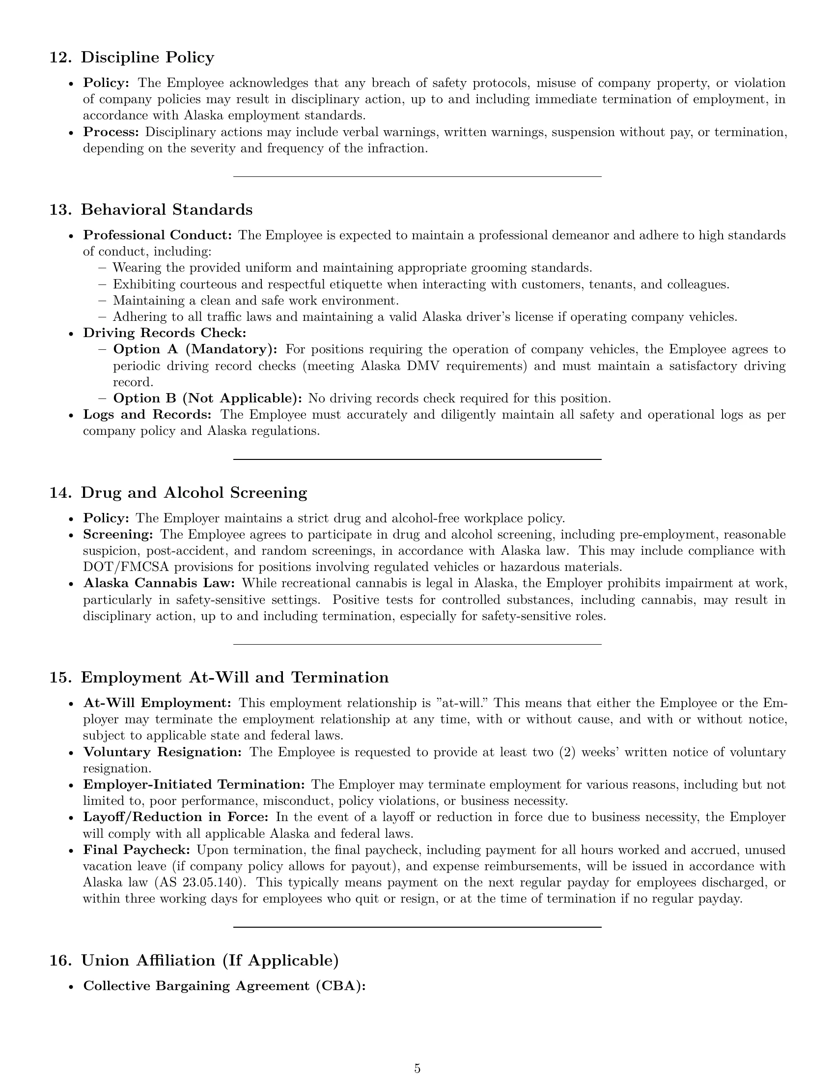 Preview page 5 of Pro Alaska maintenance technician employment contract template