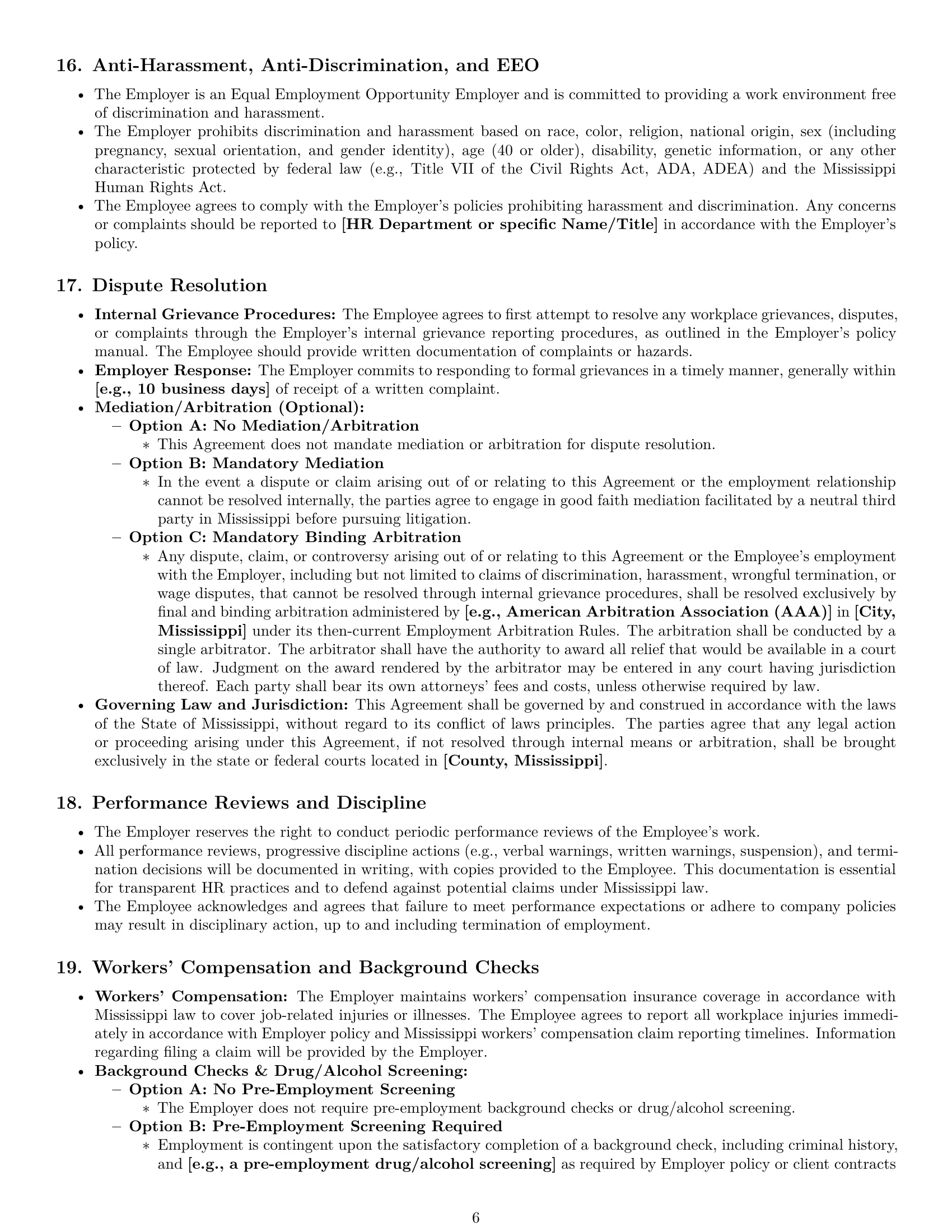 Preview page 6 of Pro Mississippi maintenance technician employment contract template