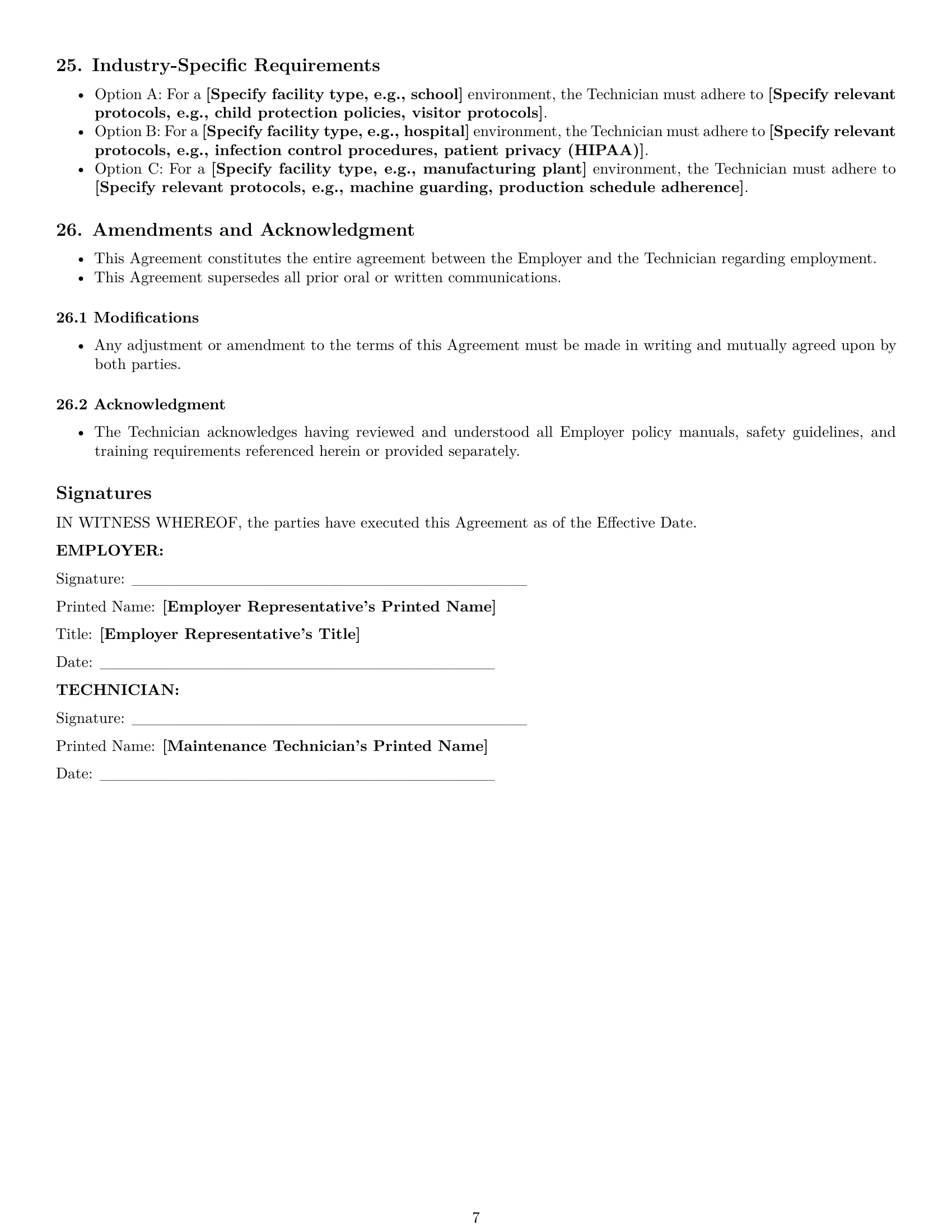 Preview page 7 of Pro Missouri maintenance technician employment contract template