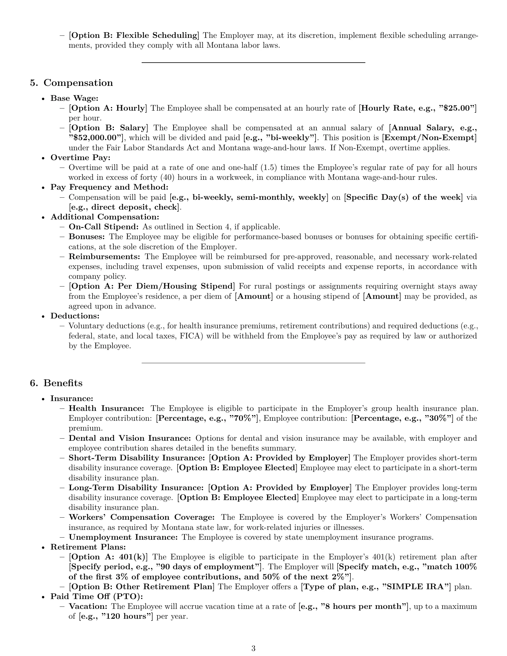 Preview page 3 of Pro Montana maintenance technician employment contract template