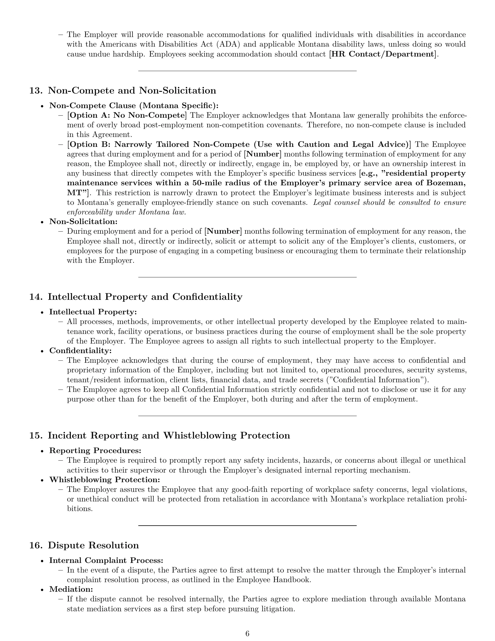 Preview page 6 of Pro Montana maintenance technician employment contract template