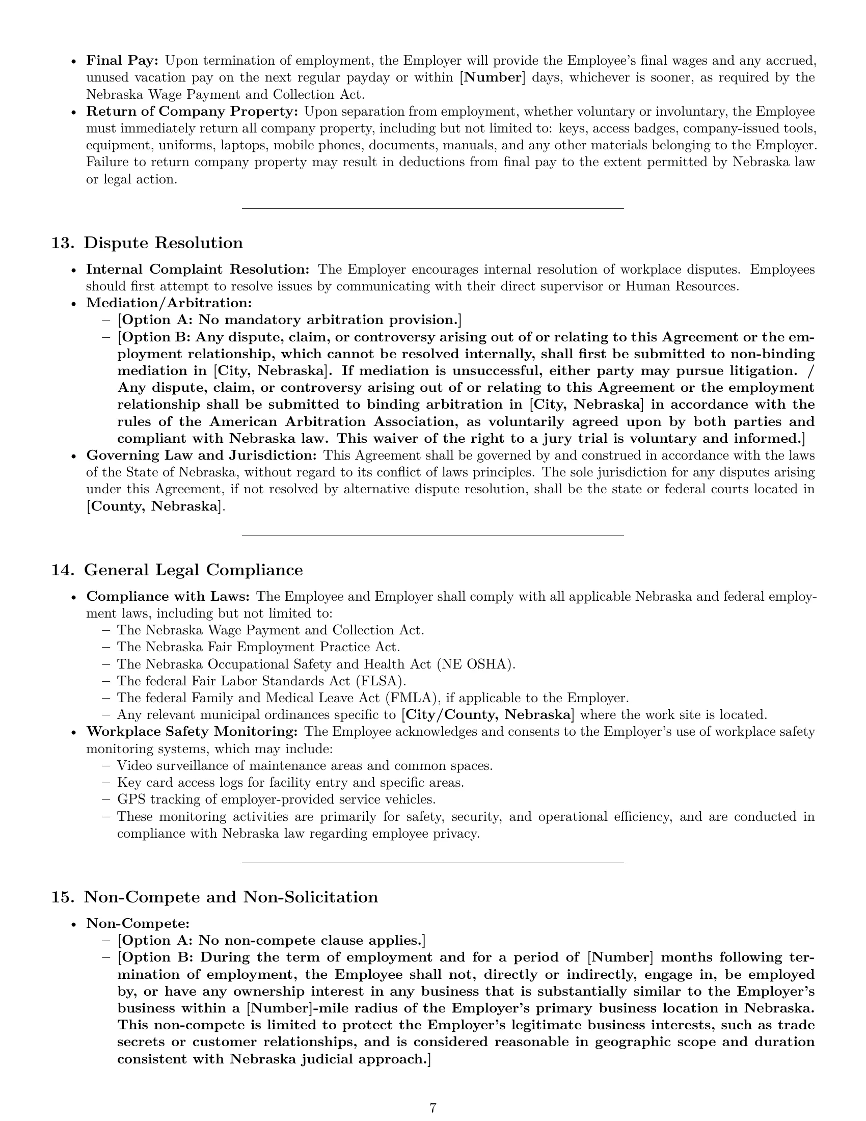 Preview page 7 of Pro Nebraska maintenance technician employment contract template