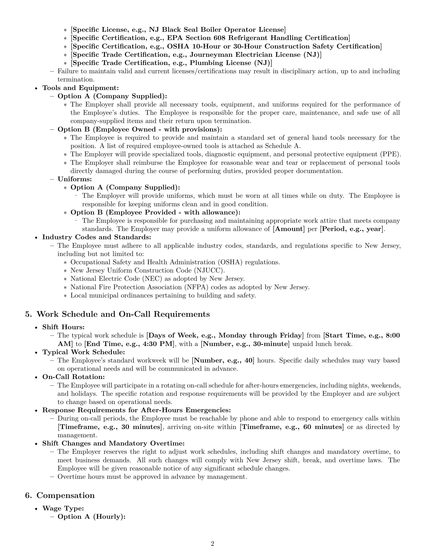 Preview page 2 of Pro New Jersey maintenance technician employment contract template