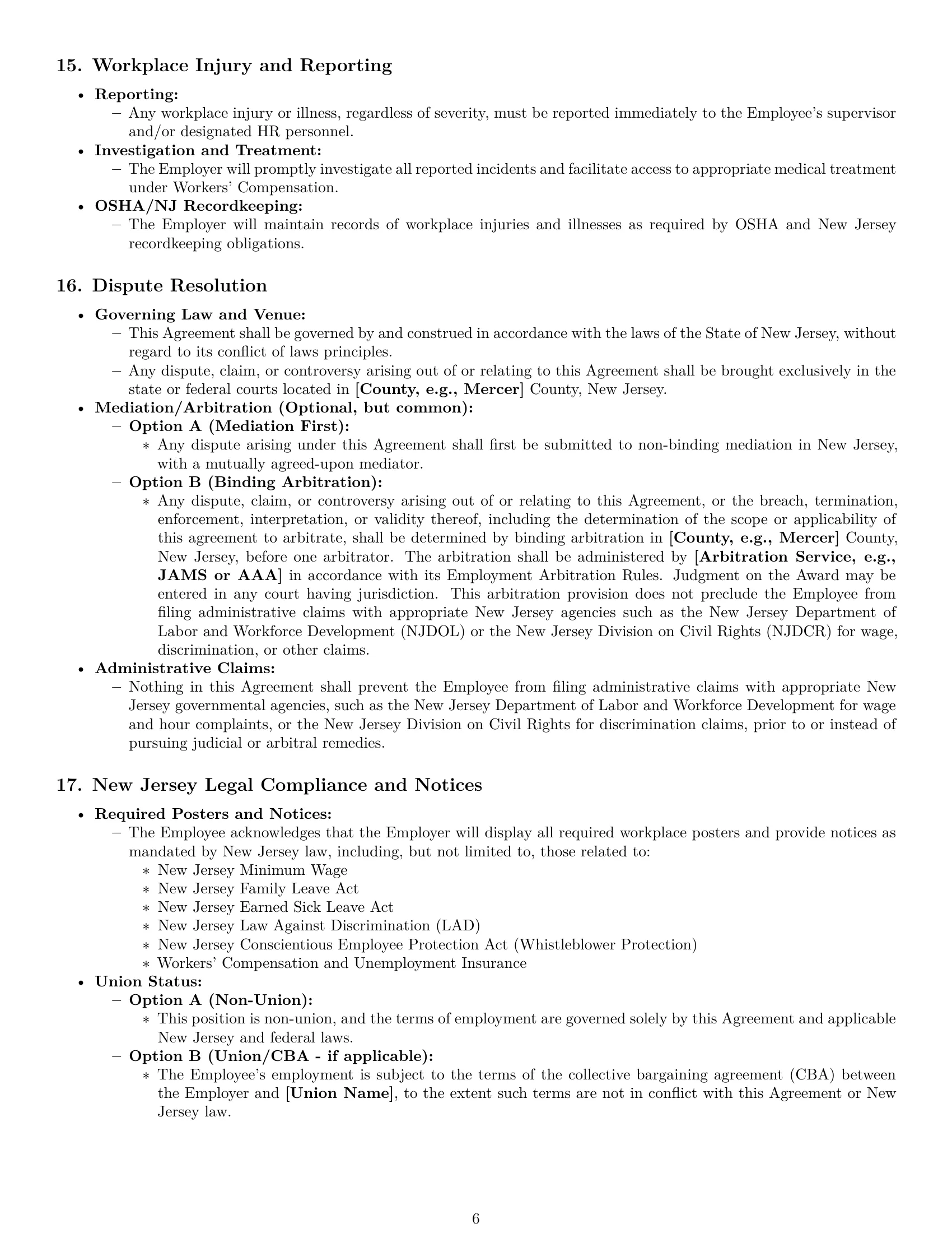 Preview page 6 of Pro New Jersey maintenance technician employment contract template