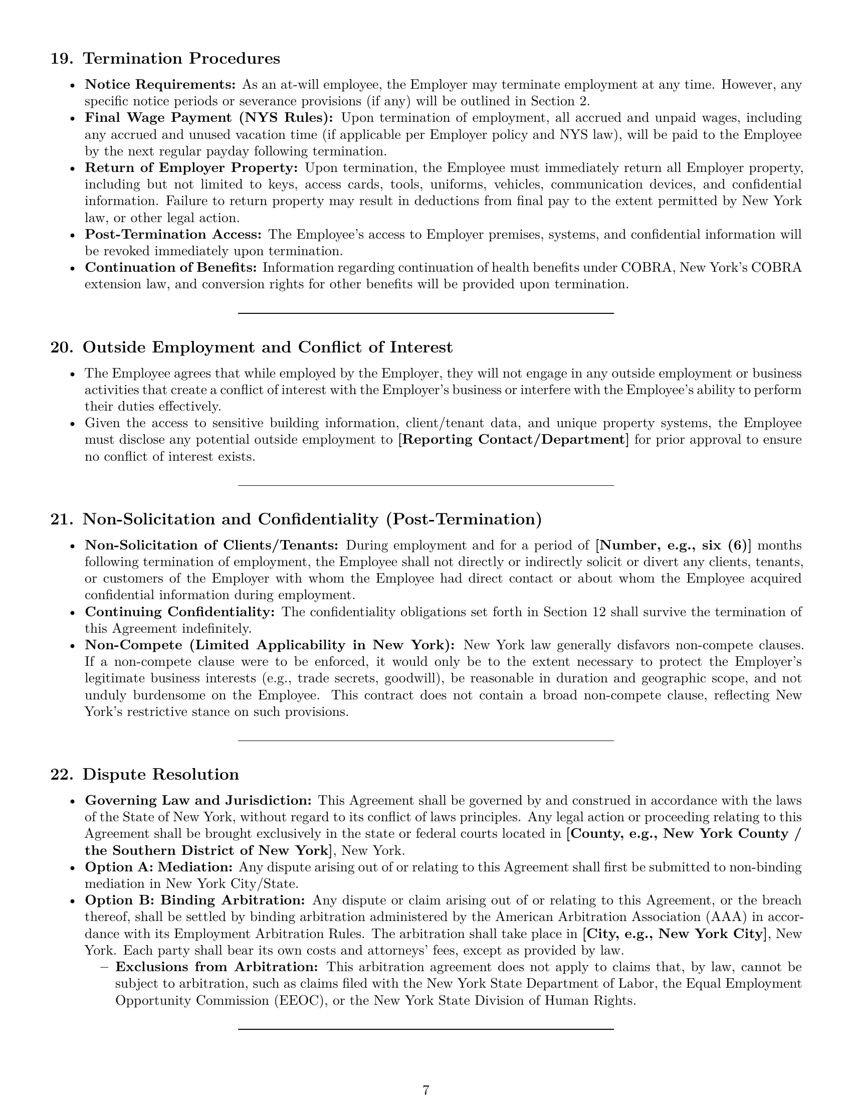 Preview page 7 of Pro New York maintenance technician employment contract template