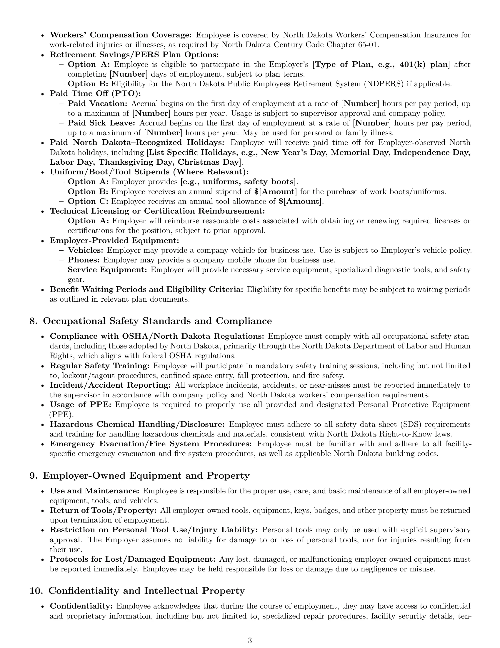 Preview page 3 of Pro North Dakota maintenance technician employment contract template
