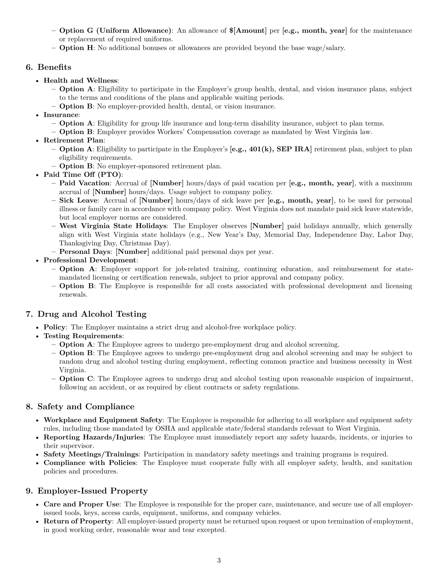 Preview page 3 of Pro West Virginia maintenance technician employment contract template