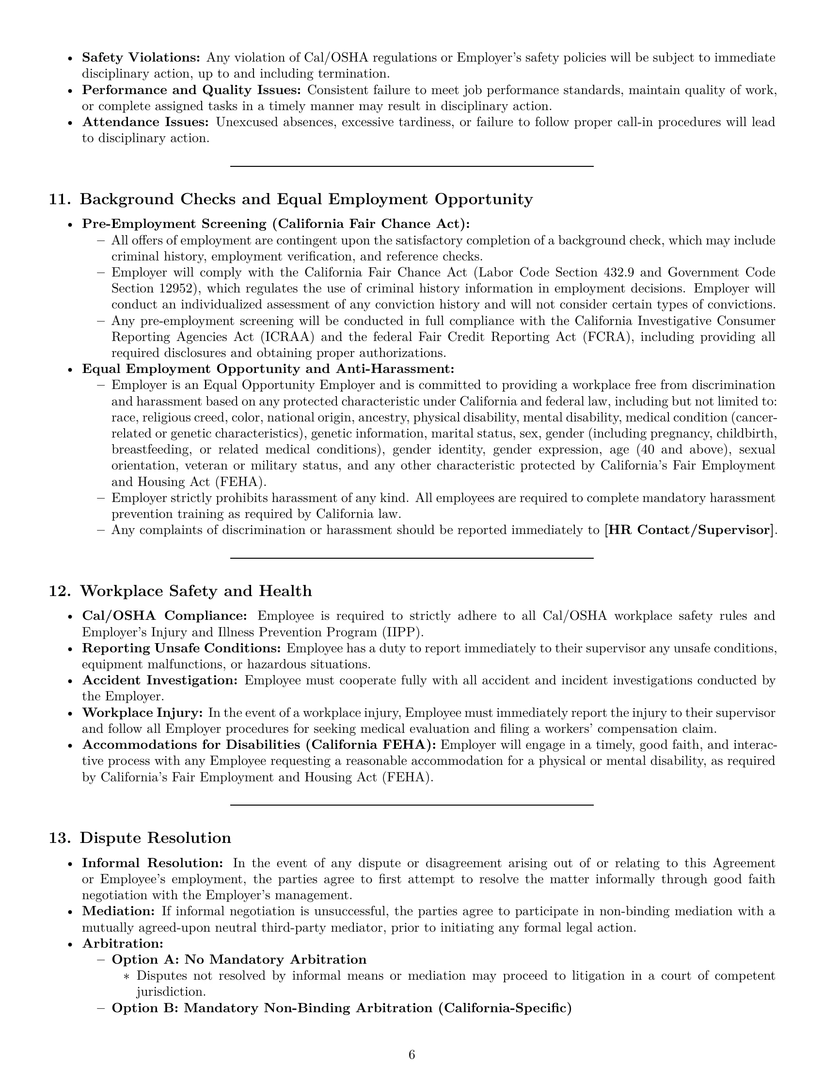 Preview page 6 of Pro California maintenance technician employment contract template