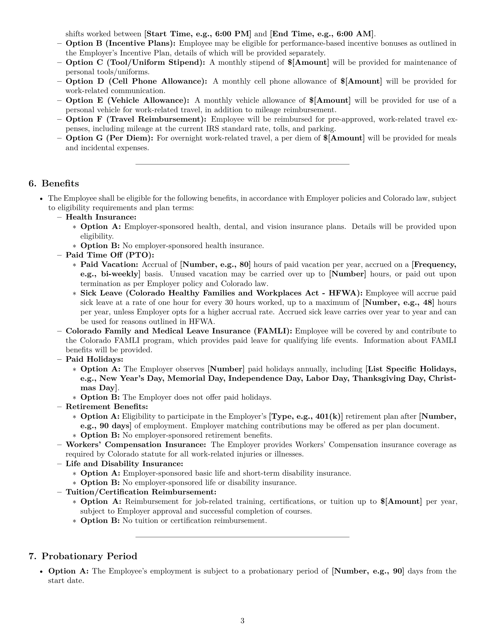 Preview page 3 of Pro Colorado maintenance technician employment contract template