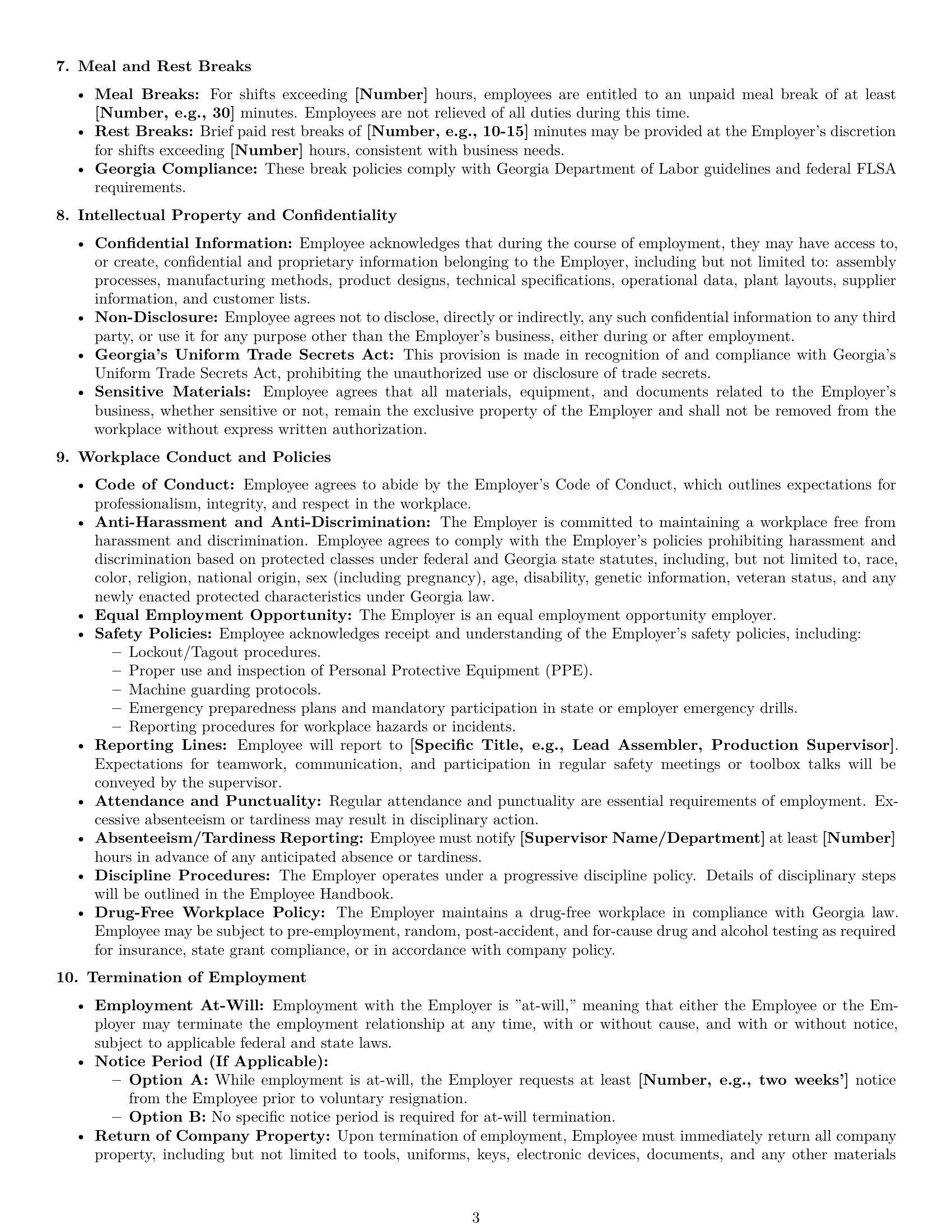 Preview page 3 of Pro Georgia assembler employment contract template
