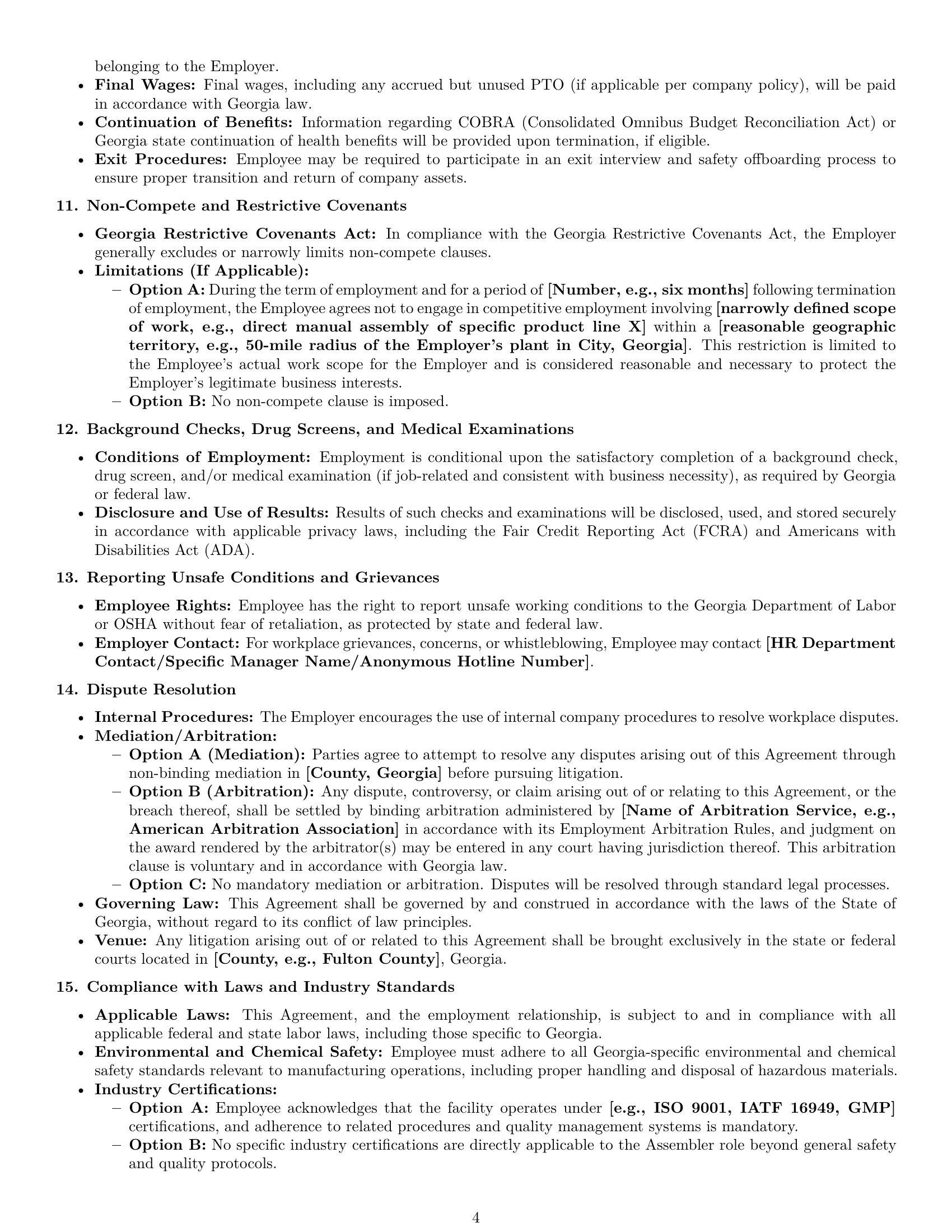 Preview page 4 of Pro Georgia assembler employment contract template