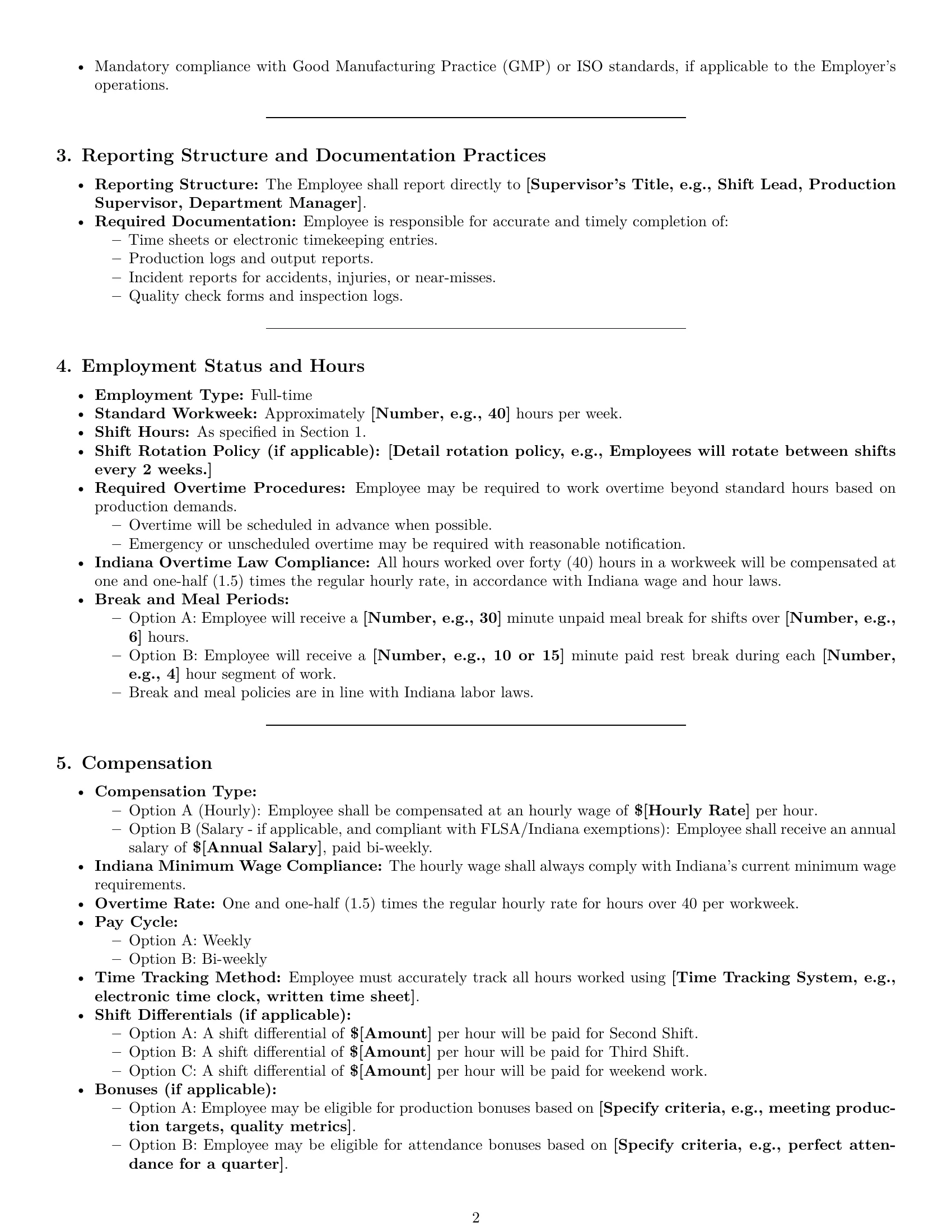 Preview page 2 of Pro Indiana assembler employment contract template