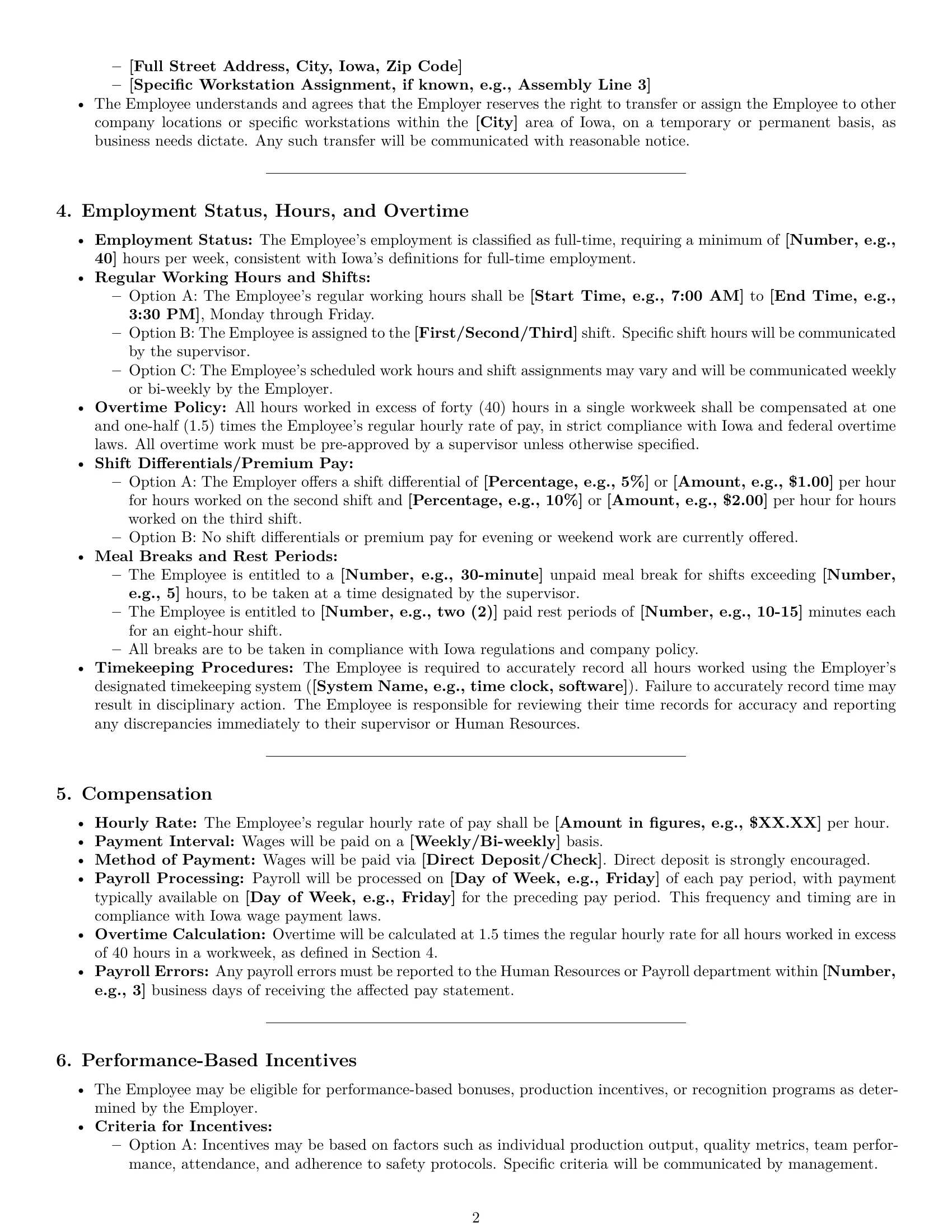 Preview page 2 of Pro Iowa assembler employment contract template