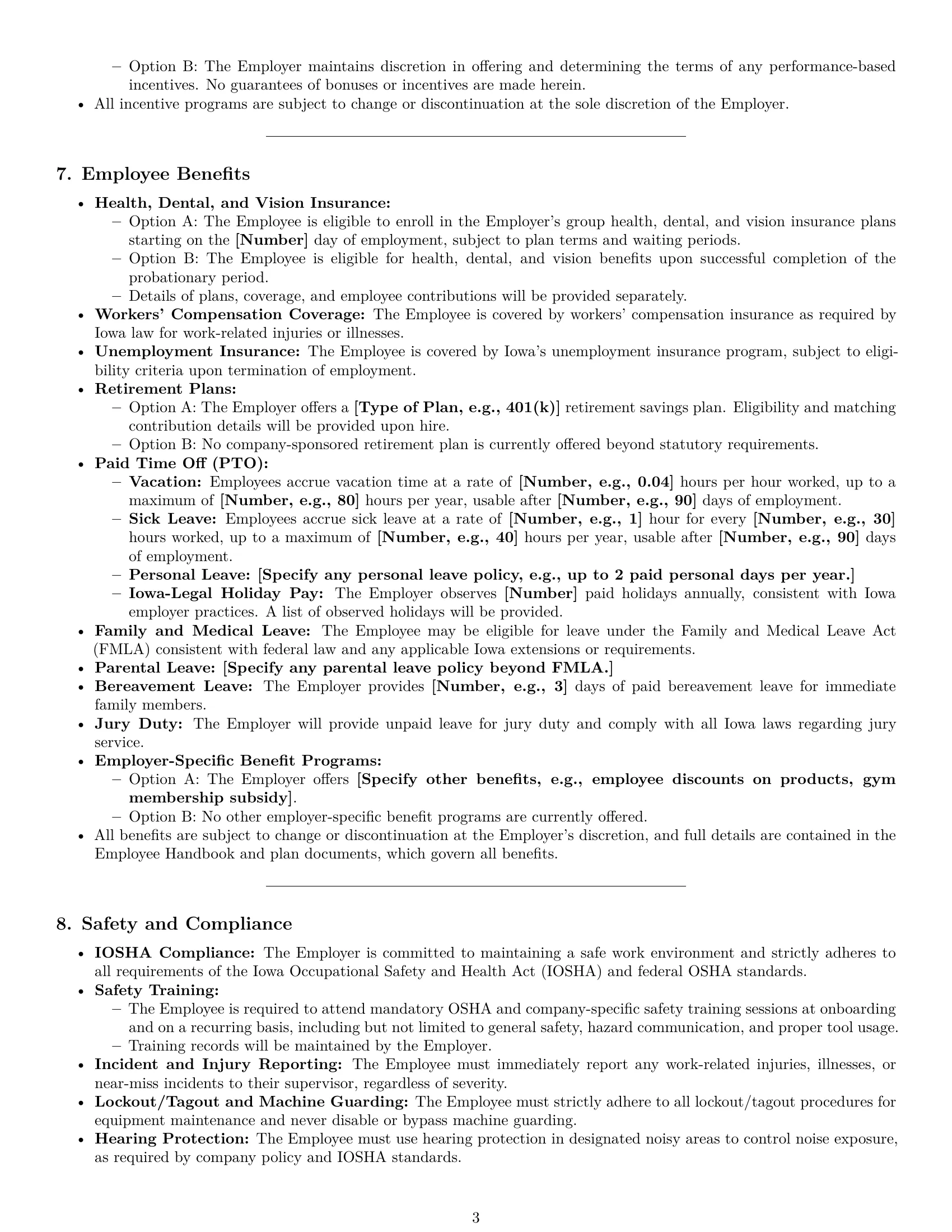 Preview page 3 of Pro Iowa assembler employment contract template